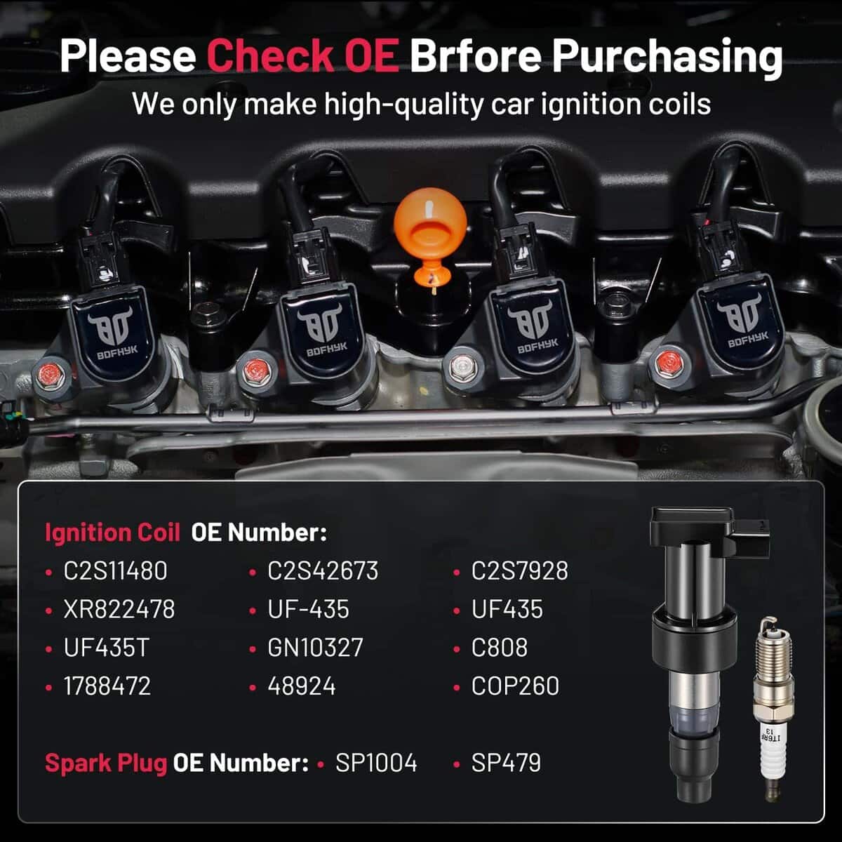 Paquete de Bobina de Encendido UF435 y Bujías de Iridio - Imagen 6