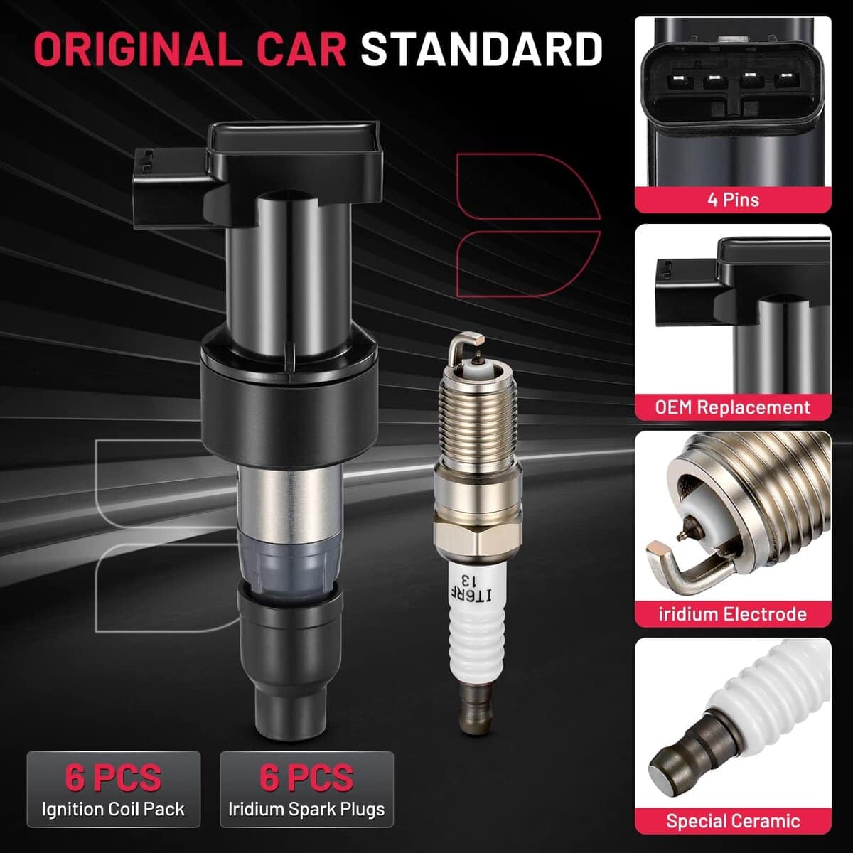 Paquete de Bobina de Encendido UF435 y Bujías de Iridio - Imagen 5