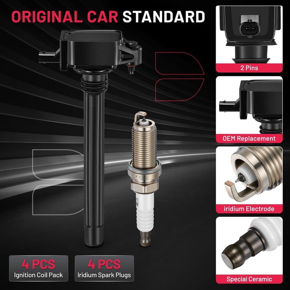 Paquete de Bobina de Encendido UF751 y Bujías de Iridio - Imagen 5