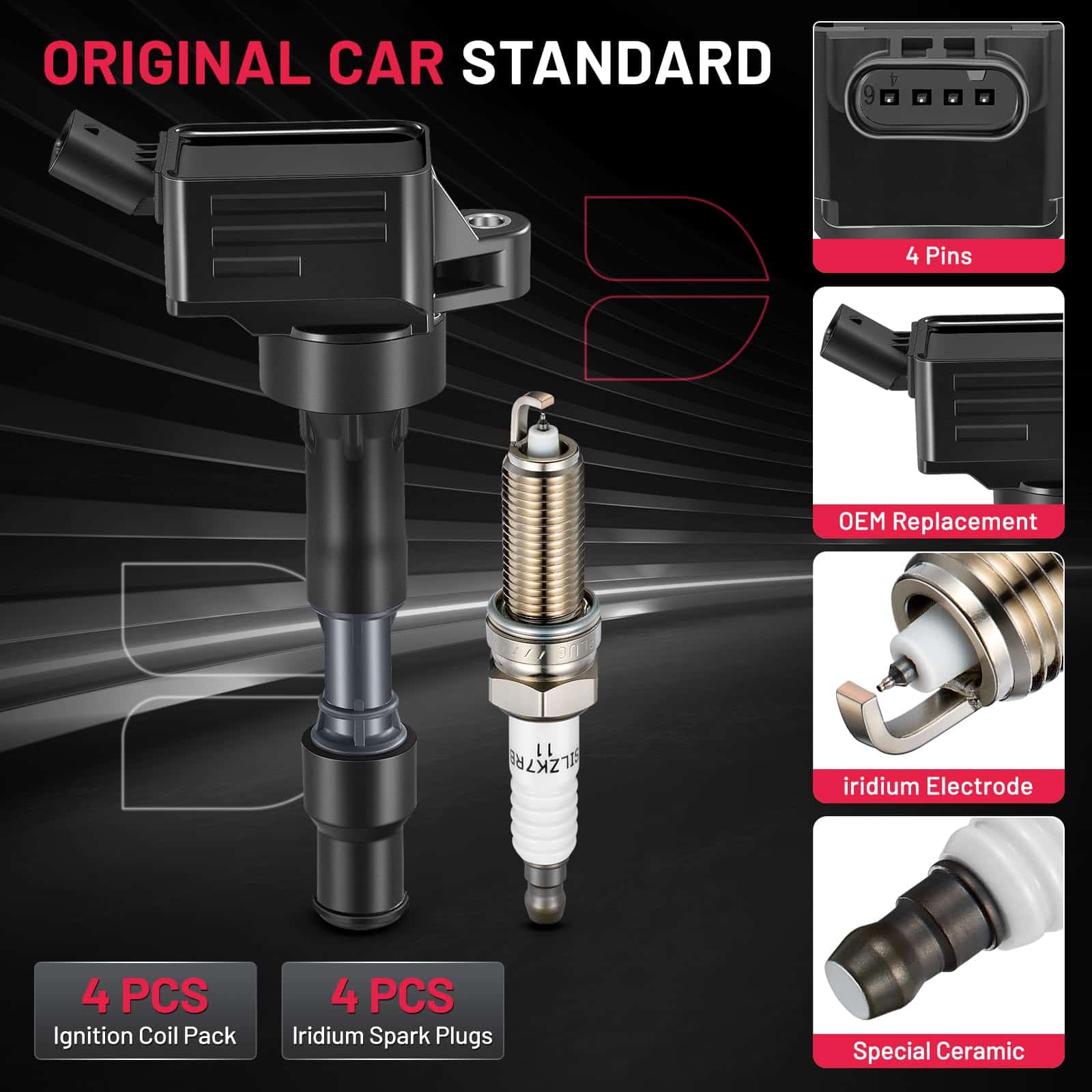 Paquete de bobina de encendido UF816 y bujías de iridio - Imagen 5