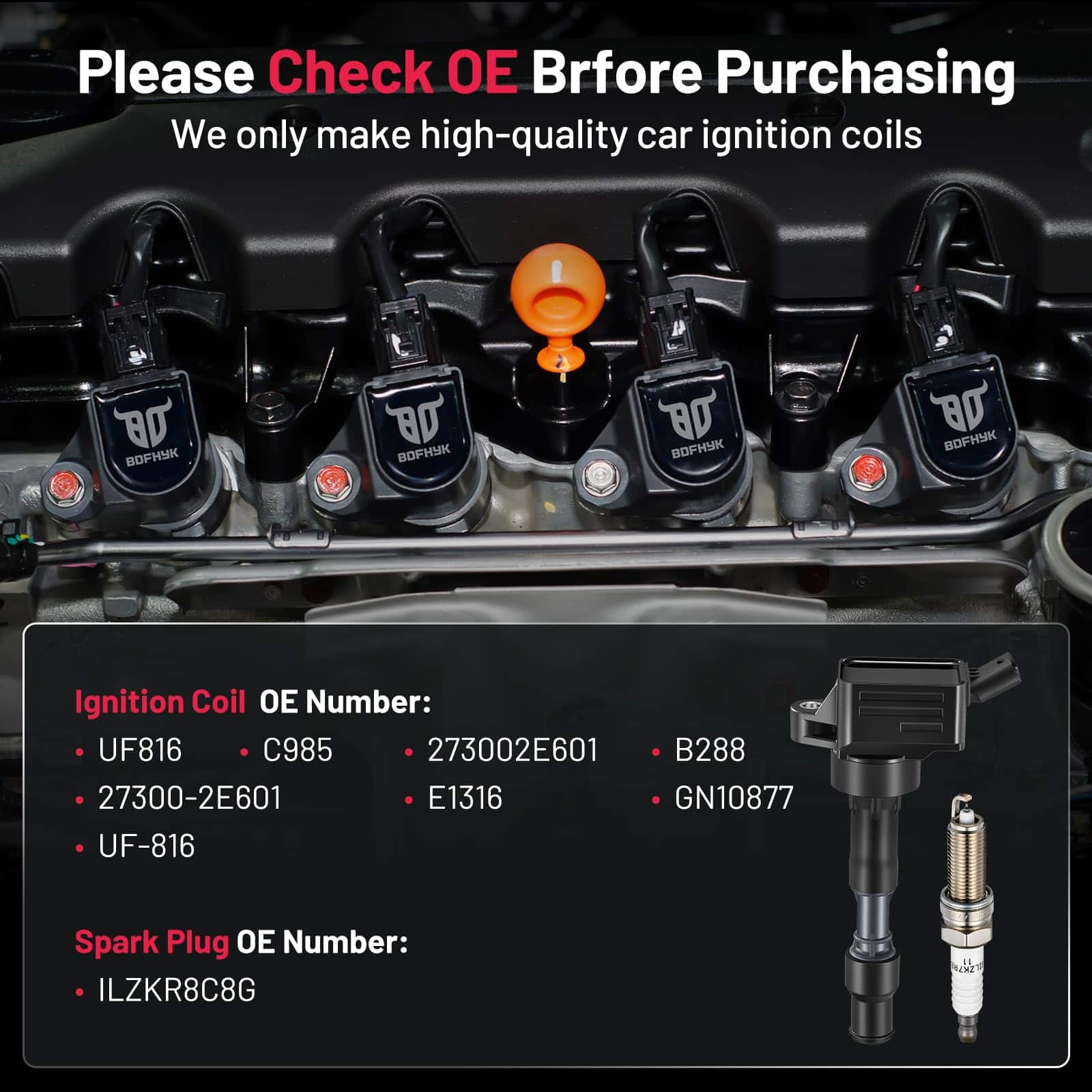 Paquete de bobina de encendido UF816 y bujías de iridio - Imagen 6