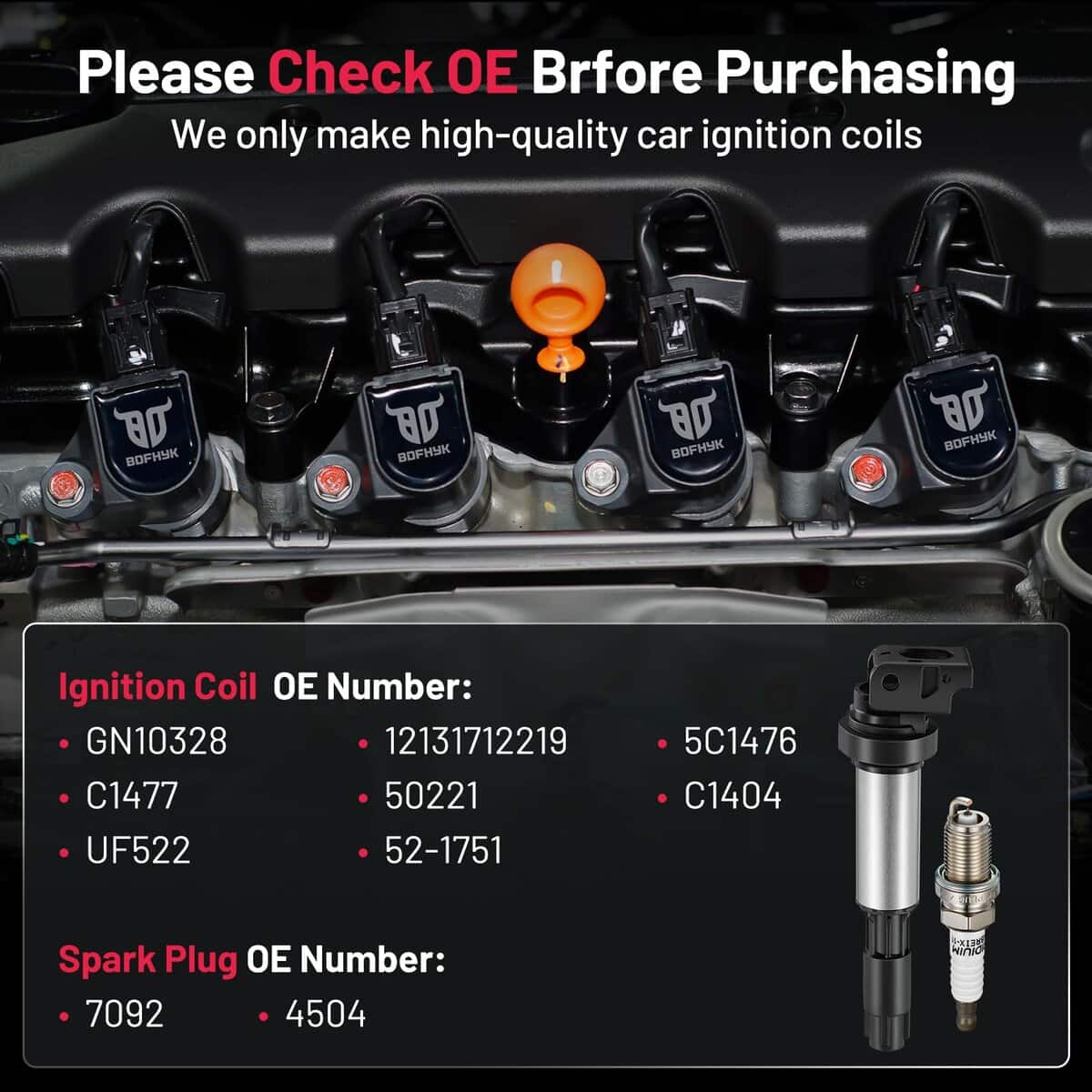 Bobina de Encendido UF522 y Bujías de Iridio 7092 - Imagen 6