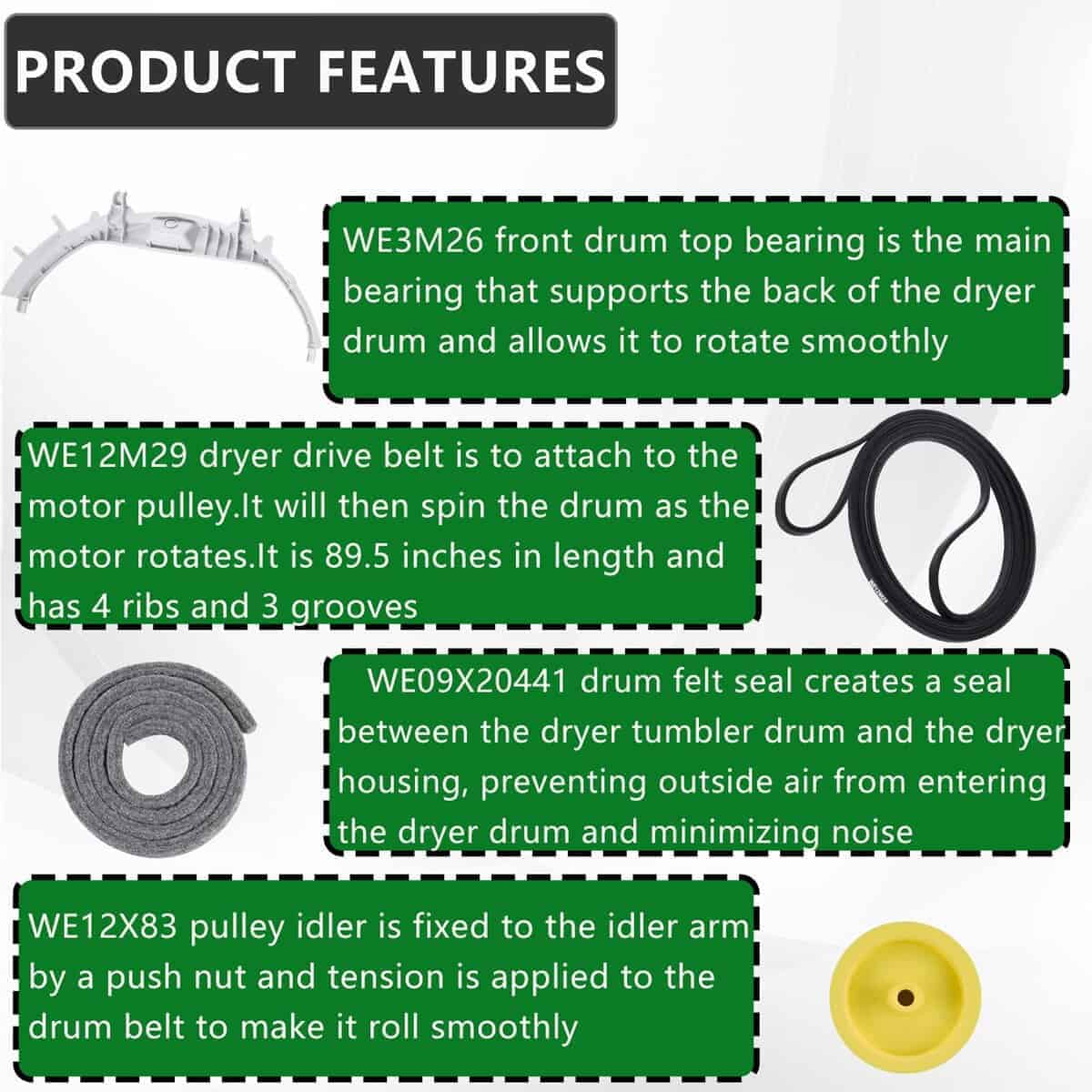 Kit de Reparación de Rueda Secadora WE49X20697 - Compatible - Imagen 4