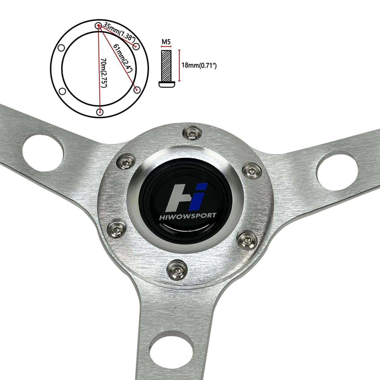 Volante de Madera Hiracing de 15 Pulgadas - Profundidad de - Imagen 5