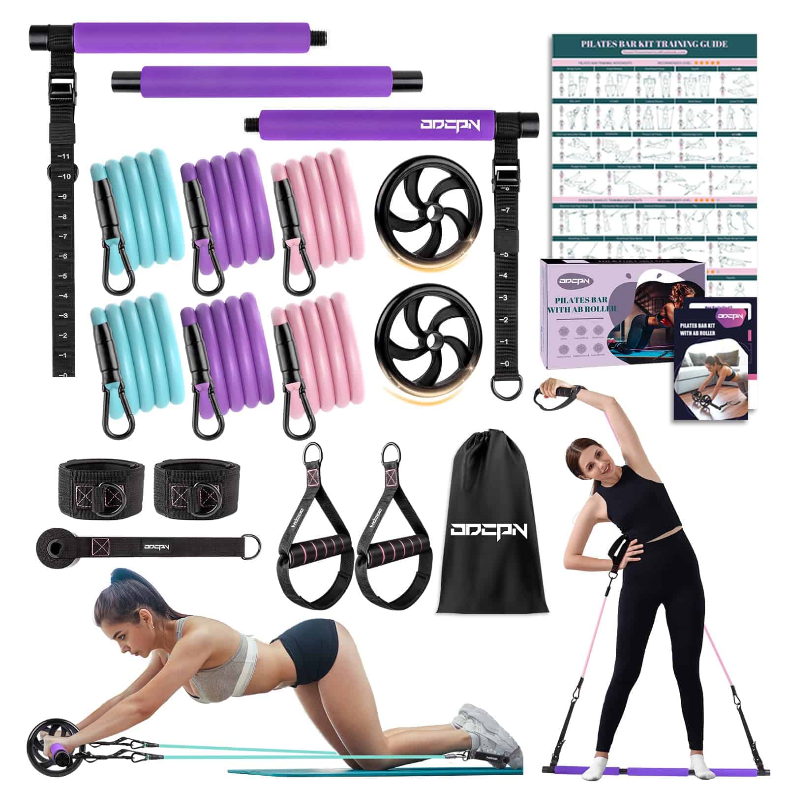 Kit de Barra de Pilates con Bandas de -Violeta