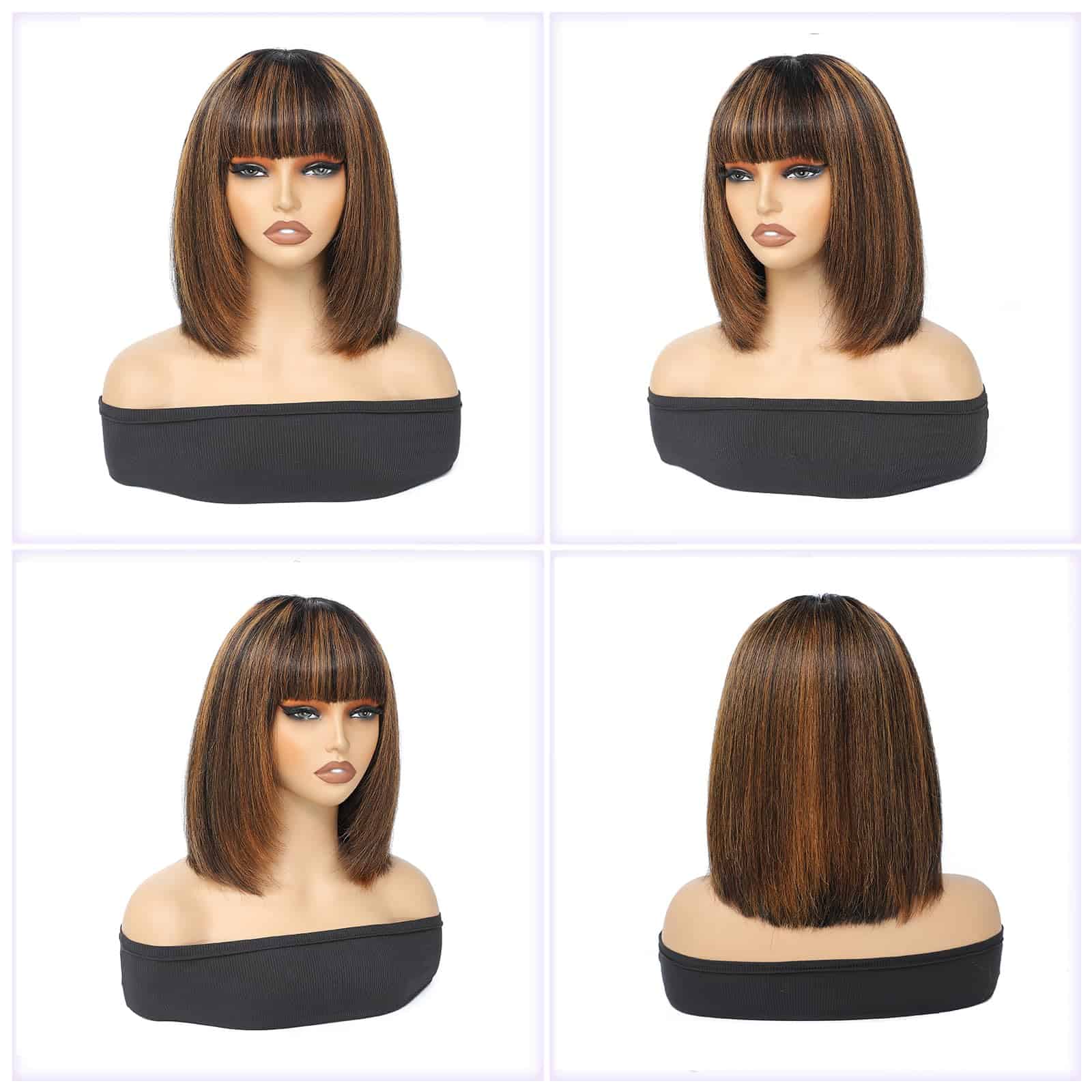 Pelucas de Cabello Humano Bob con Flequillo 1B/30 Destacado - Imagen 6