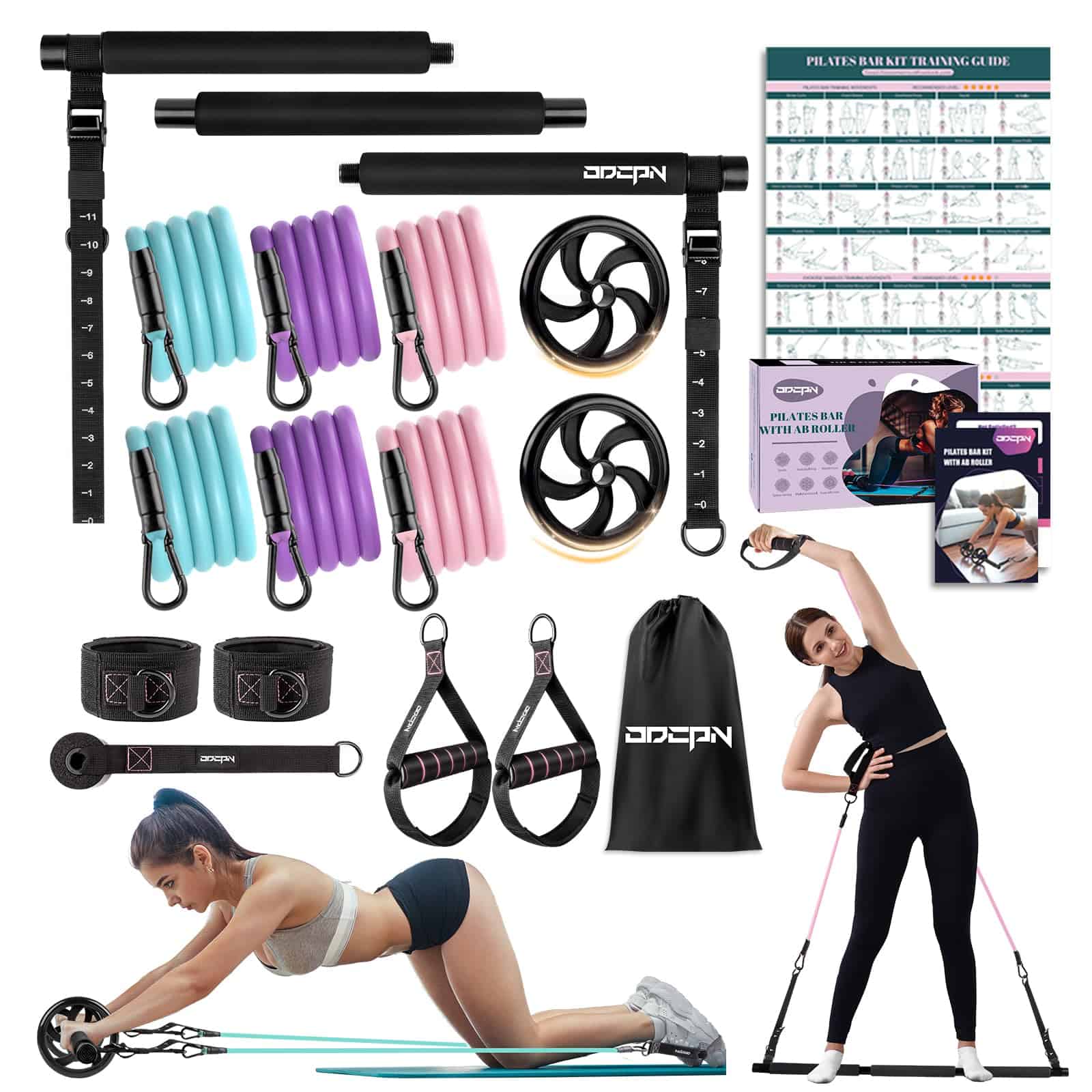 Kit de Barra de Pilates con Bandas de -Negro