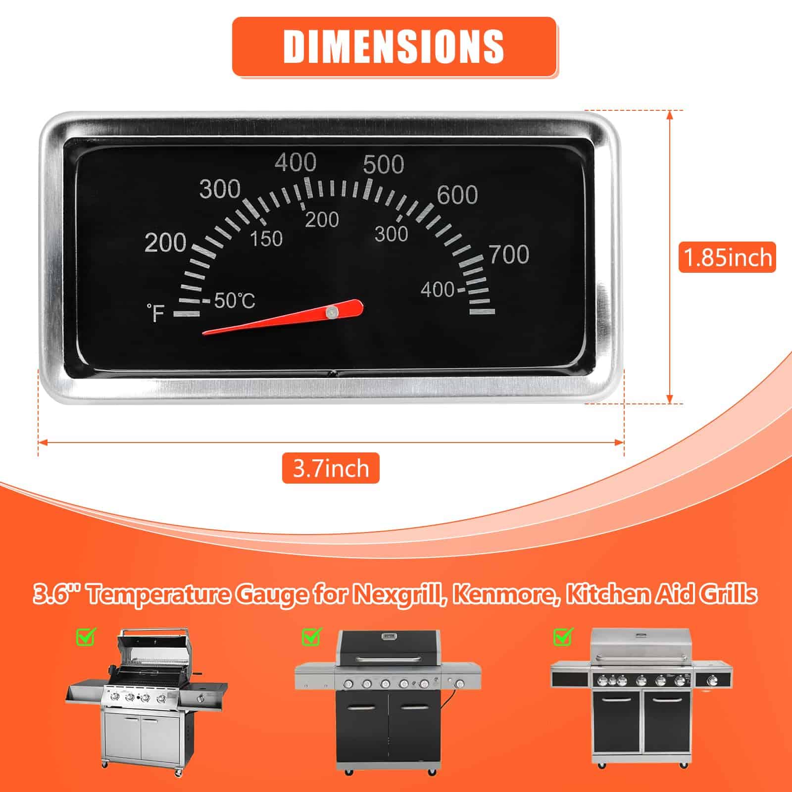 Termómetro de Temperatura Preciso de 3.6" para Parrillas - Imagen 3