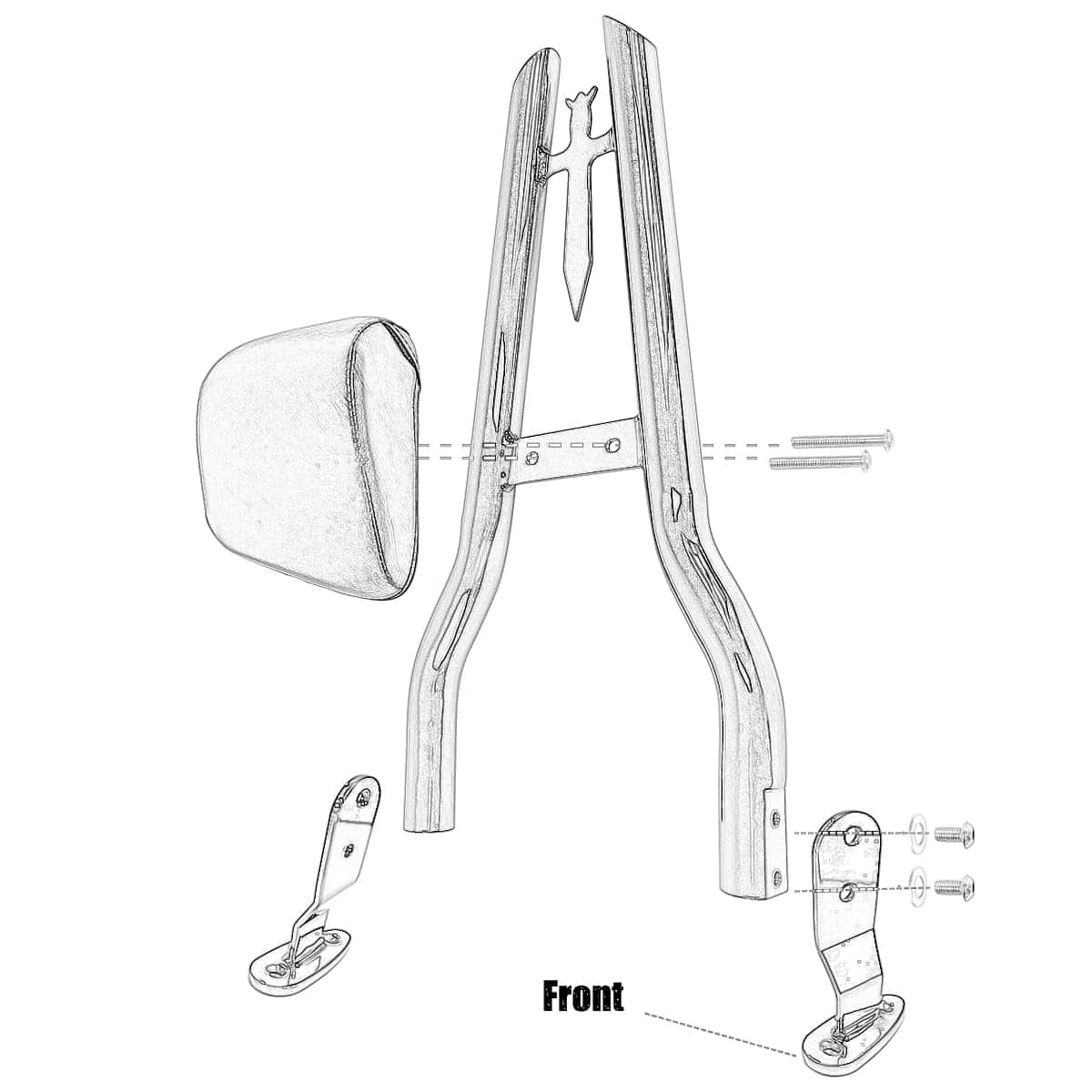 27" Respaldo de Sissy Bar Chrome para Harley Davidson FLRT - Imagen 9