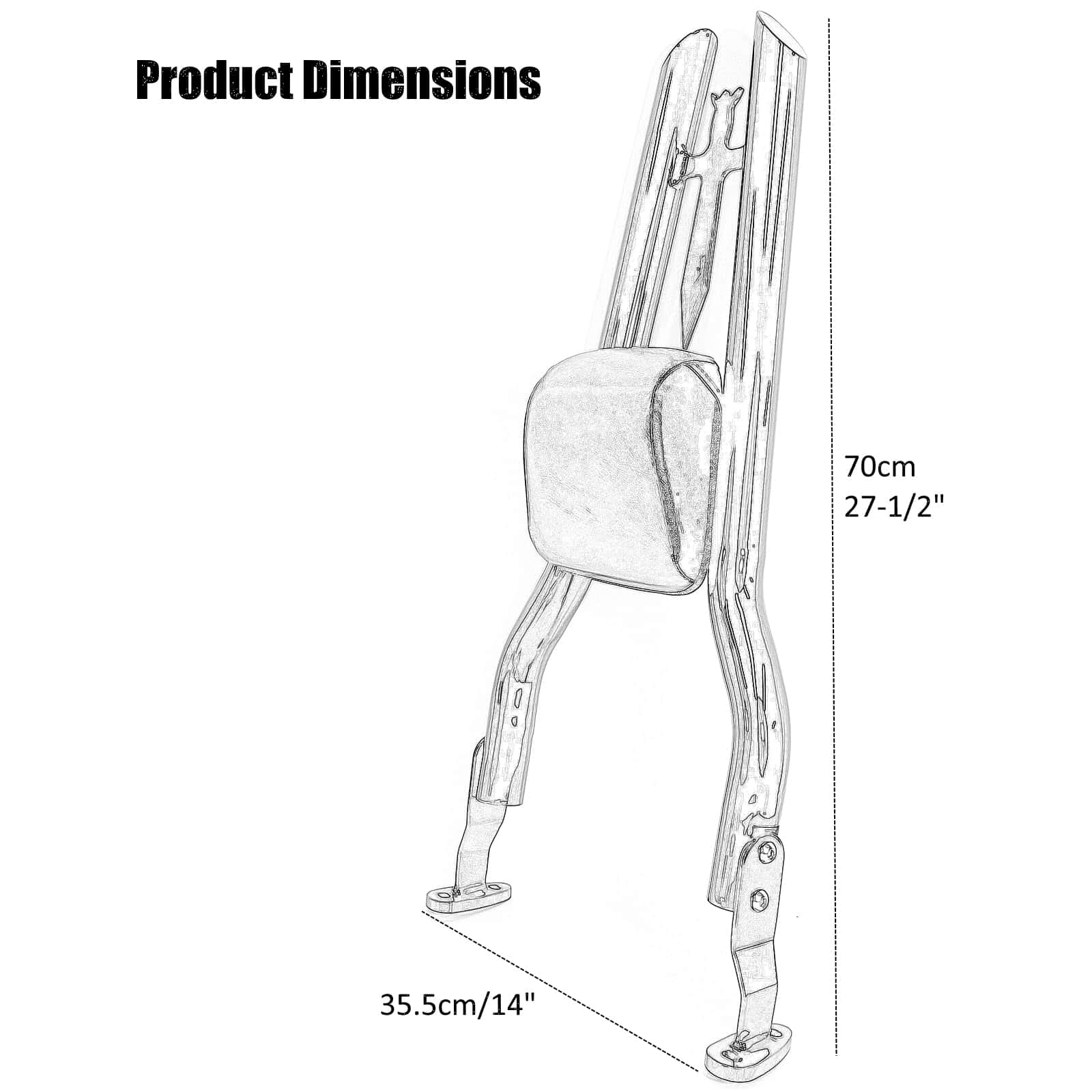 27" Respaldo de Sissy Bar Chrome para Harley Davidson FLRT - Imagen 8
