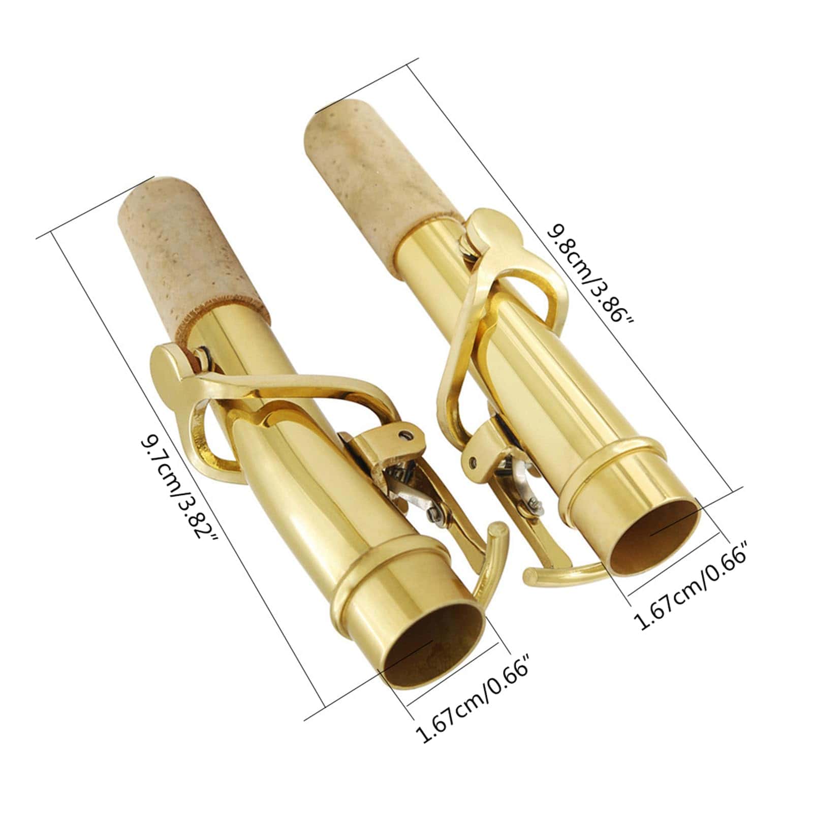 2 Pcs Cuellos de Saxo de Latón de Repuesto Cuello Recto y - Imagen 6