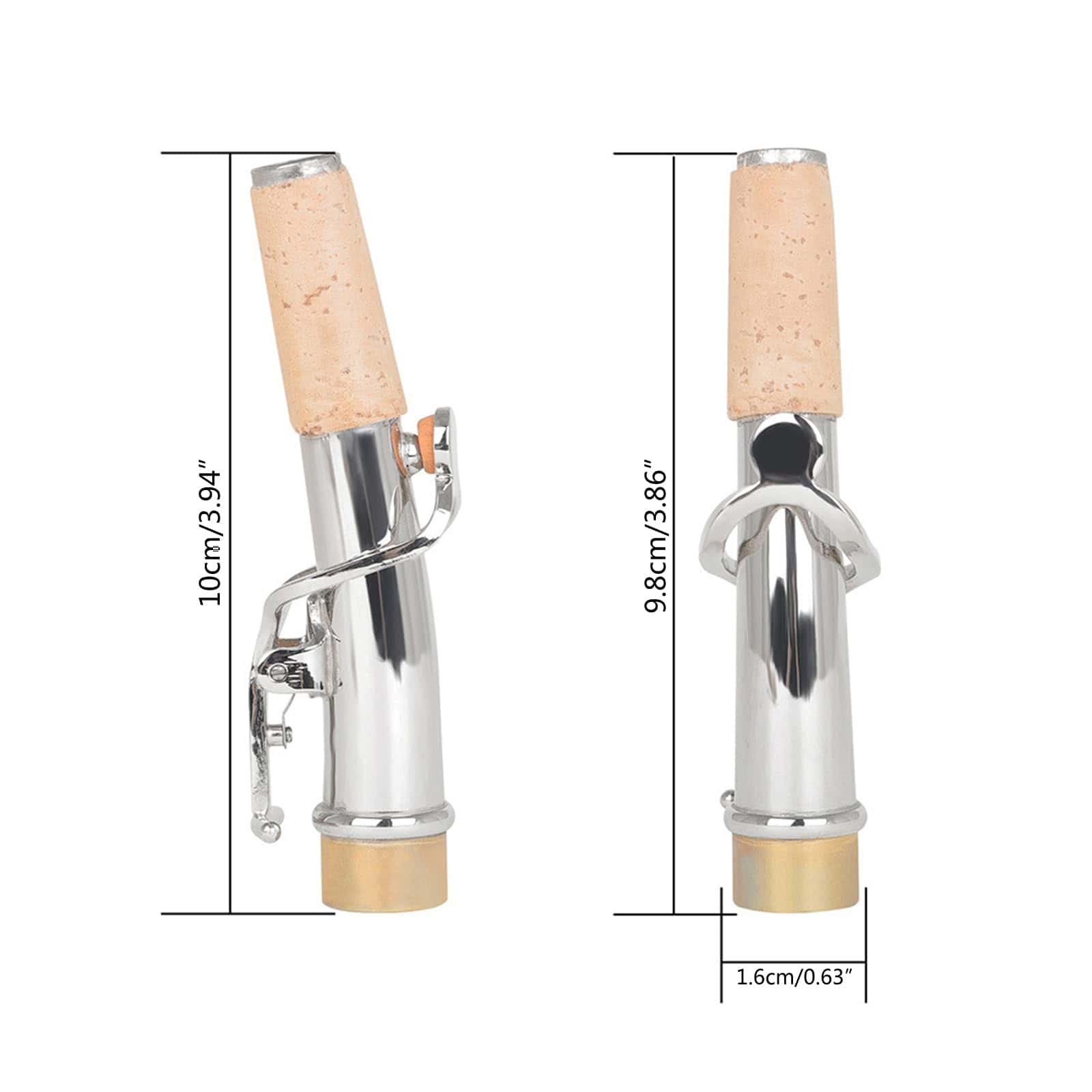 2 Pcs Cuellos de Saxo de Latón de Repuesto Cuello Recto y - Imagen 5