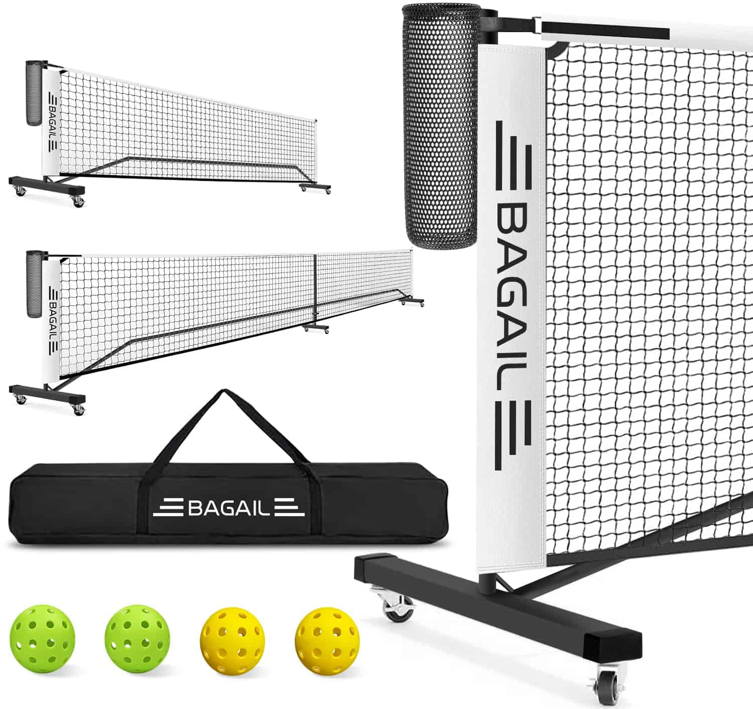 Red portátil de pickleball BAGAIL con -Blanco