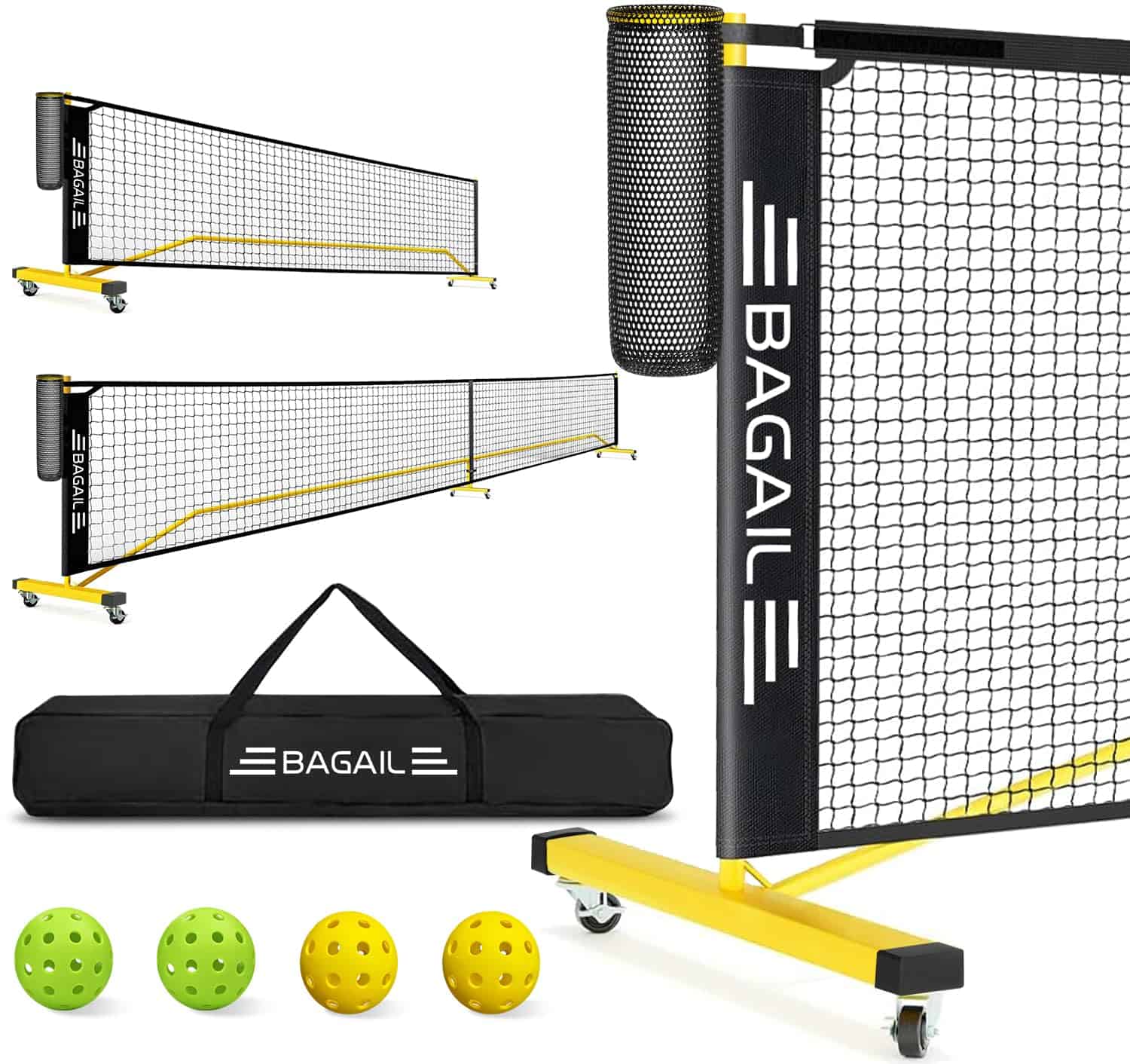 Red portátil de pickleball BAGAIL con -Amarillo + Negro