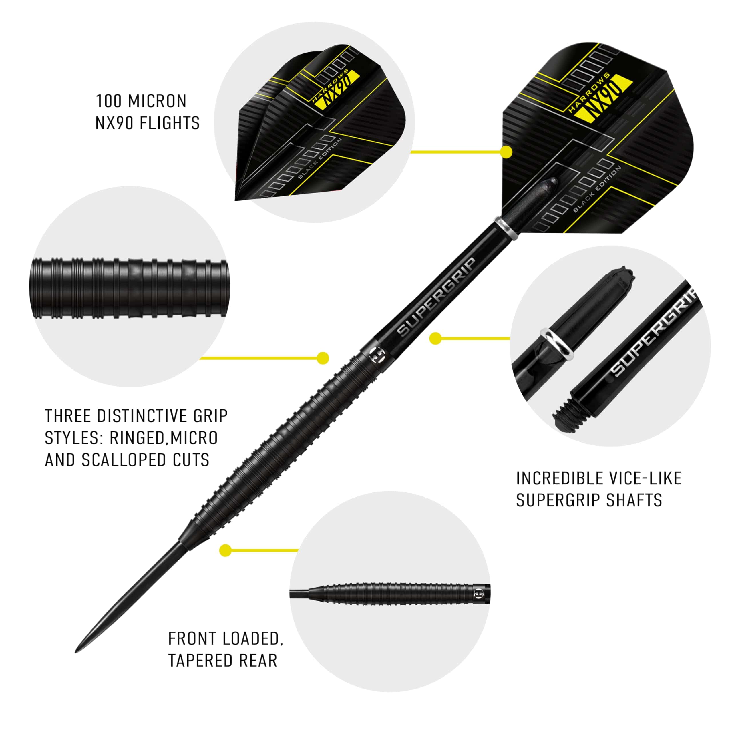 Set de Dardos Harrows NX90 Black Edition de Punta de Acero - Imagen 5
