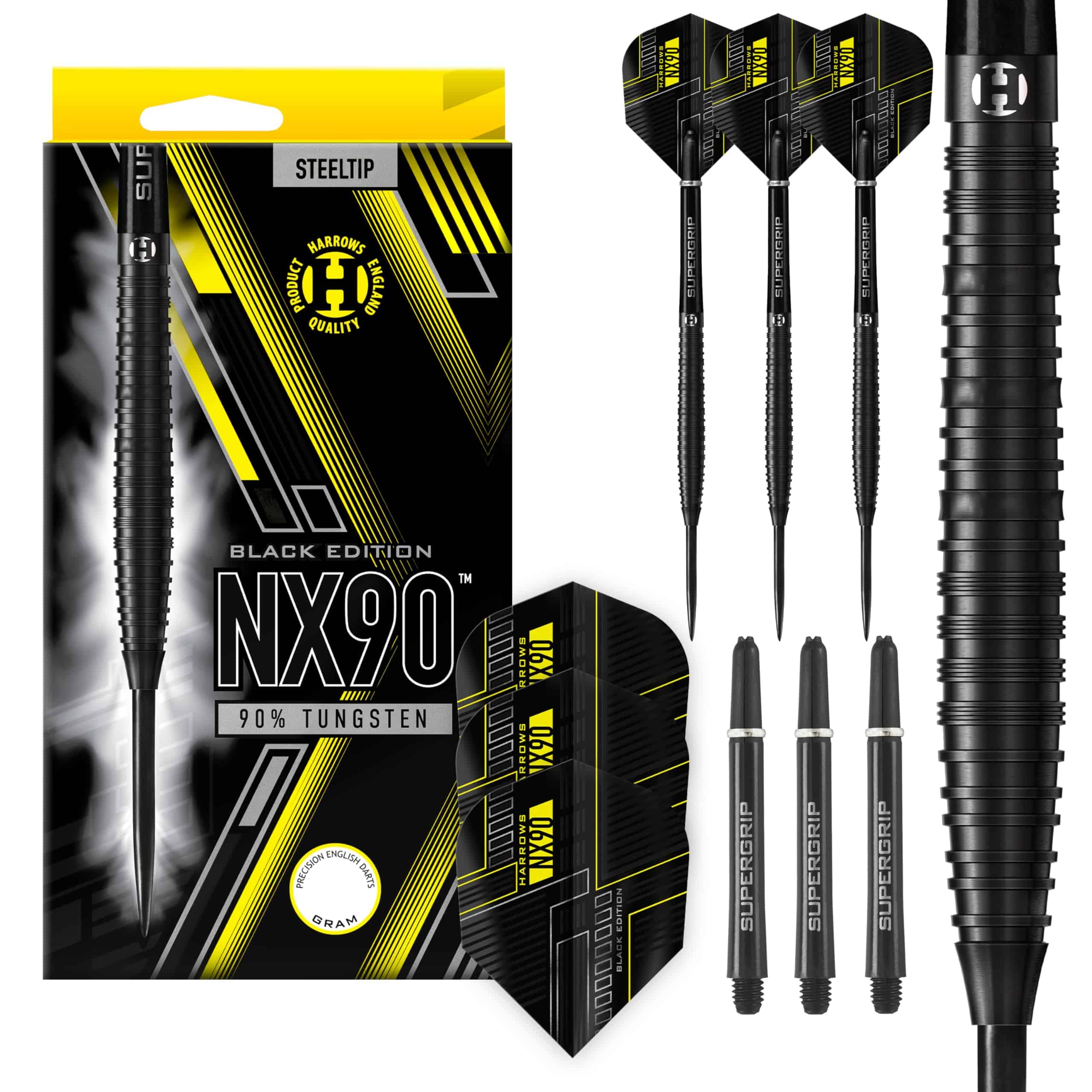 Set de Dardos Harrows NX90 Black Edition de Punta de Acero