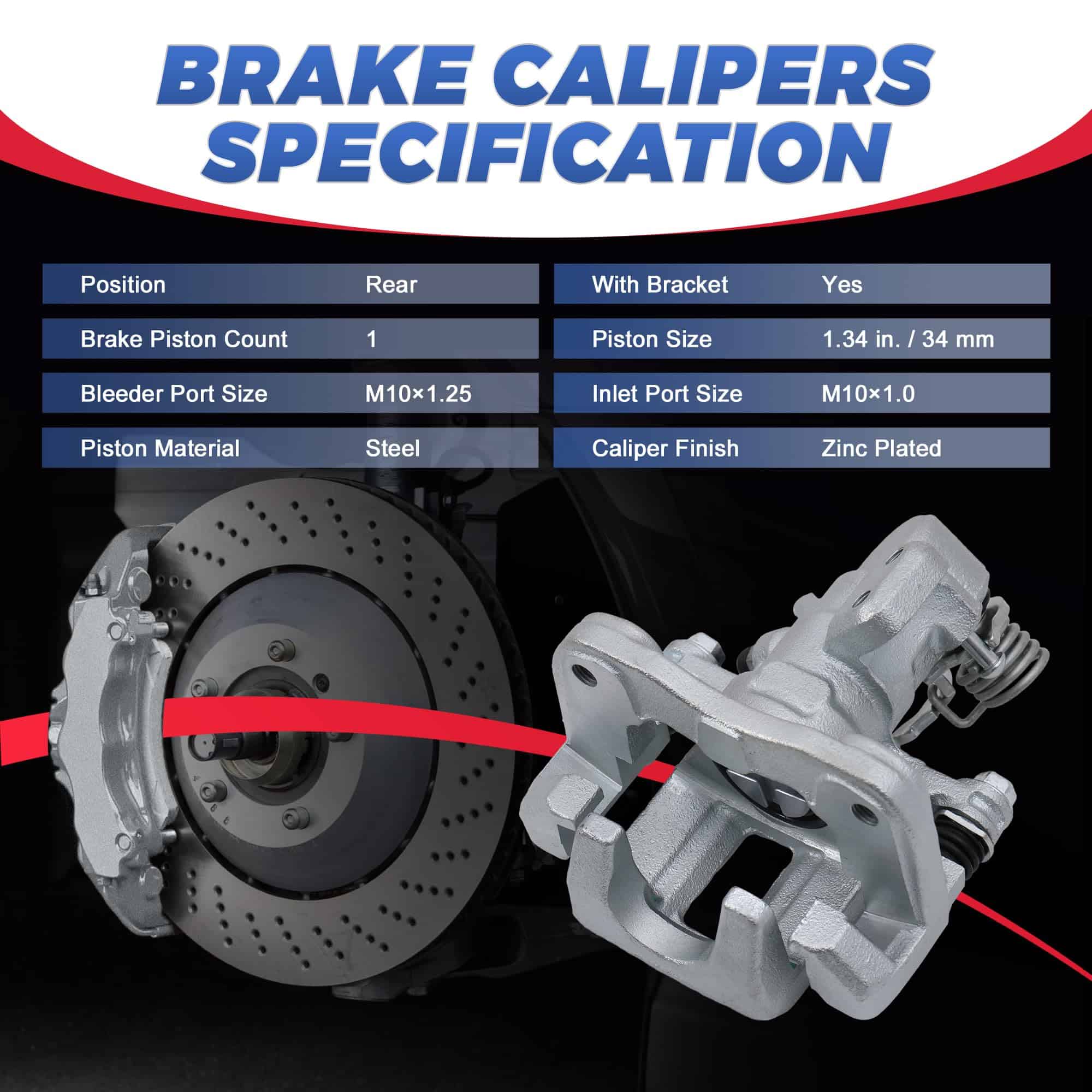 Par de Pinzas de Freno Trasero con Soporte Compatible con - Imagen 3