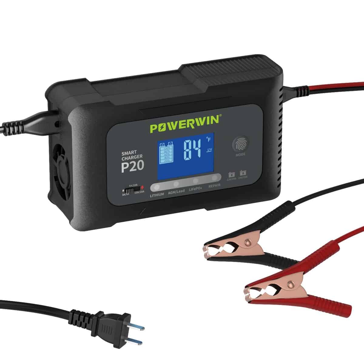 Cargador Inteligente POWERWIN P20 12V20A 24V10A Carga