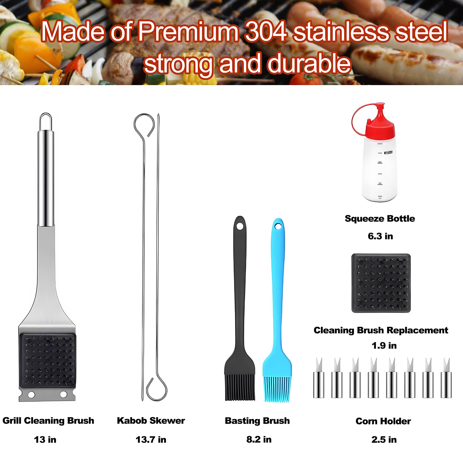 TYHYDMY Set de Herramientas para Parrilla con Bolsa de - Imagen 4