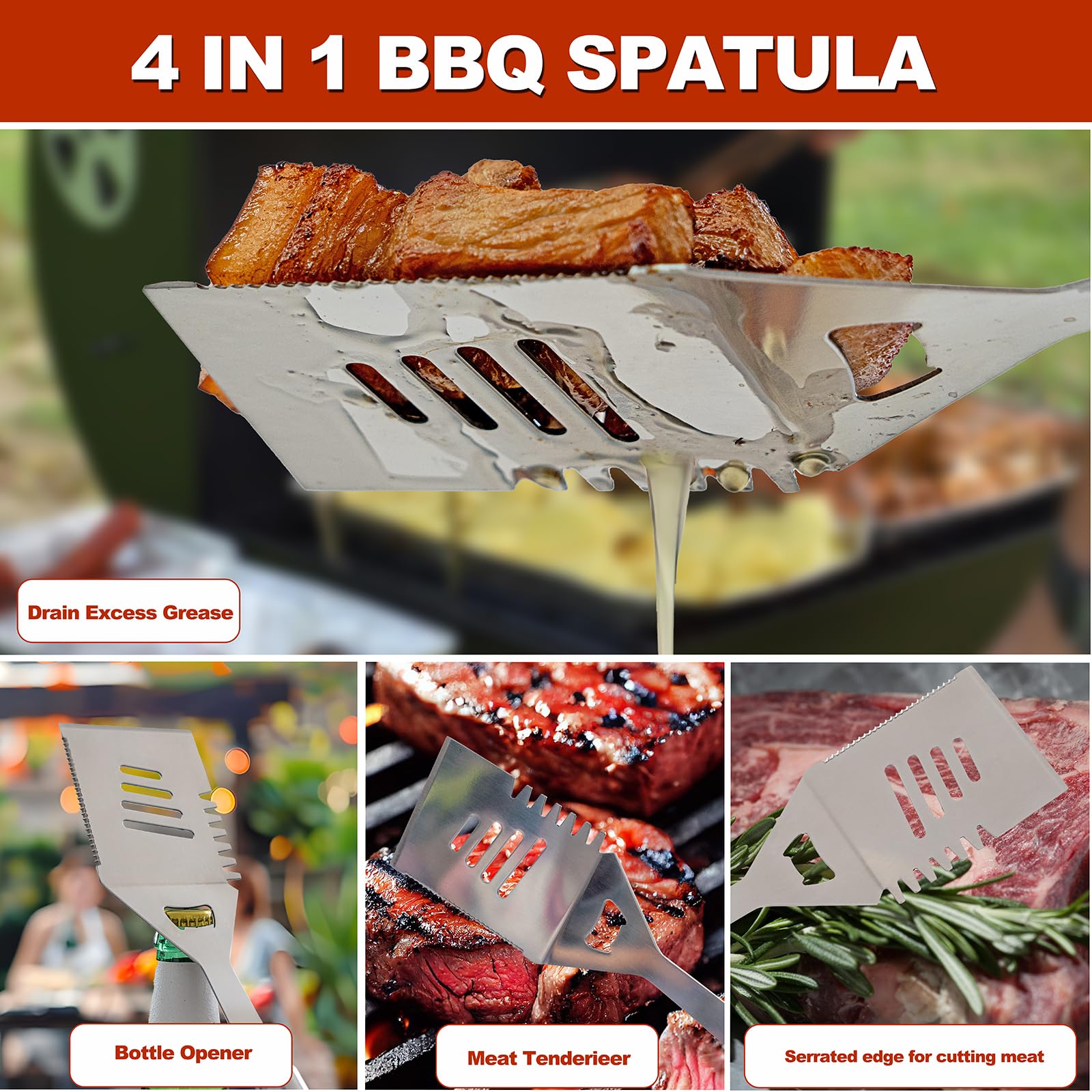 TYHYDMY Set de Herramientas para Parrilla con Bolsa de - Imagen 6