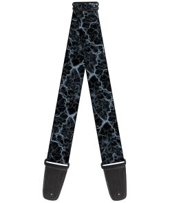 Correa de Guitarra Buckle-Down Mármol Negro y Azul Bebé,