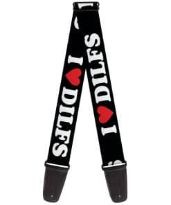 Correa para guitarra Buckle-Down I Heart DILFS negro blanco