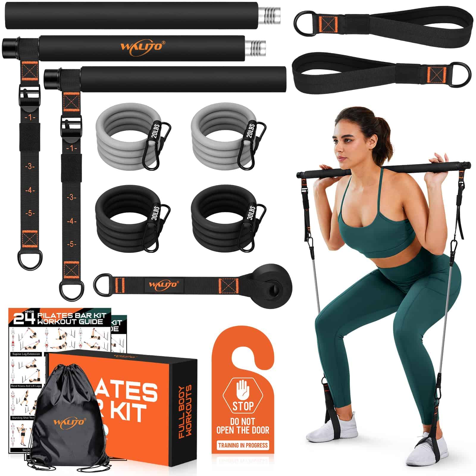 Kit de Barra de Pilates con Bandas de -Negro