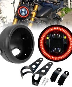 Faro LED rojo de 5 3/4 pulgadas para motocicleta HENGTUAOTO