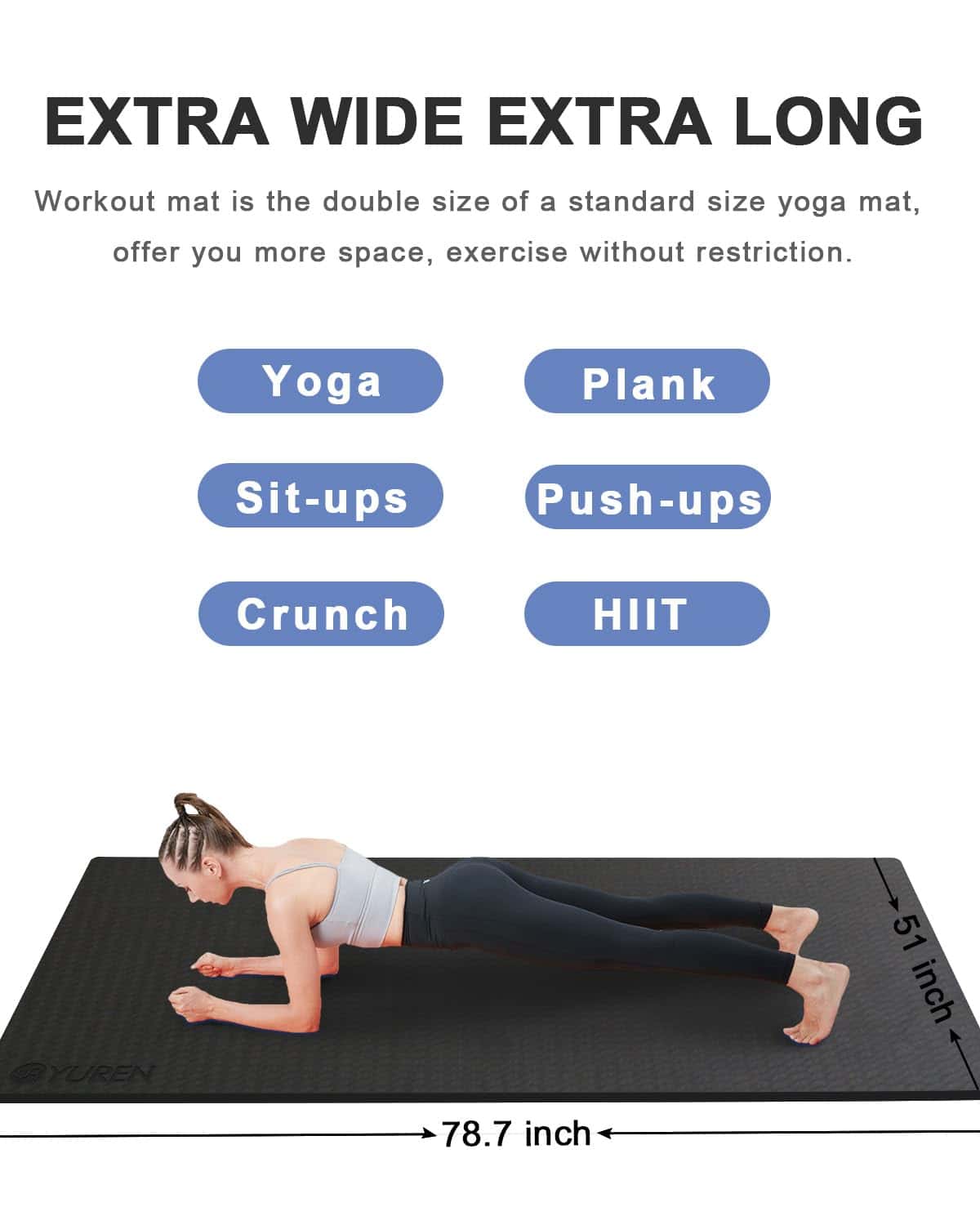 Tapete de Yoga Grande RYTMAT 78"x51" 1/2 -Negro - Imagen 3