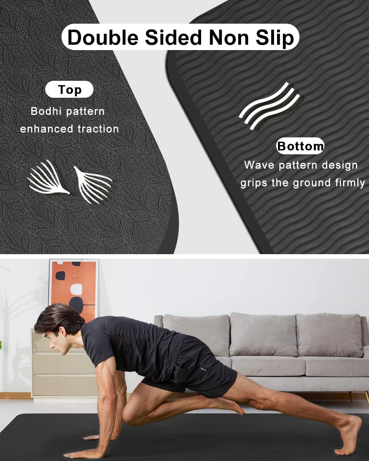 Tapete de Yoga Grande RYTMAT 78"x51" 1/2 -Negro - Imagen 4