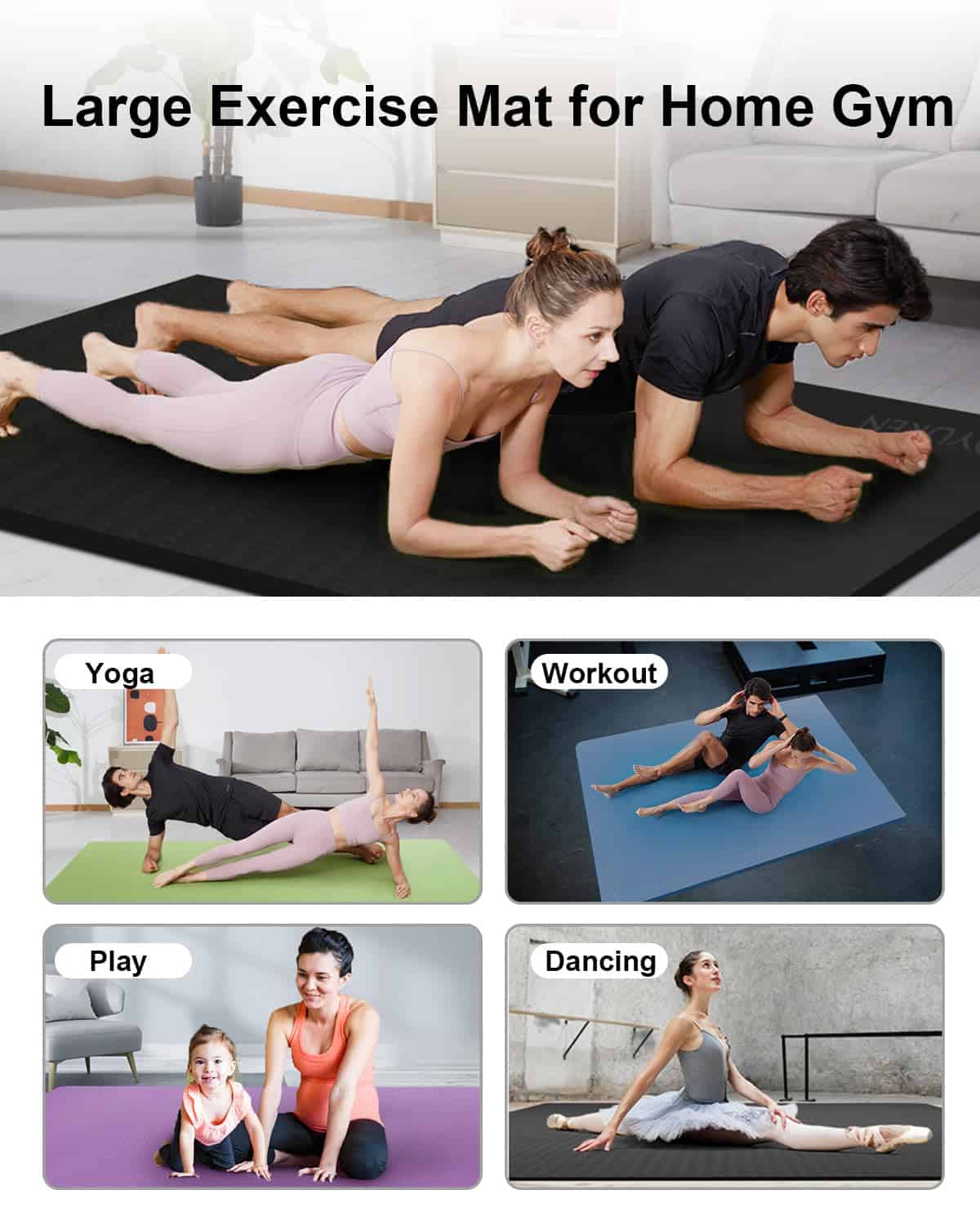 Tapete de Yoga Grande RYTMAT 78"x51" 1/2 -Negro - Imagen 6