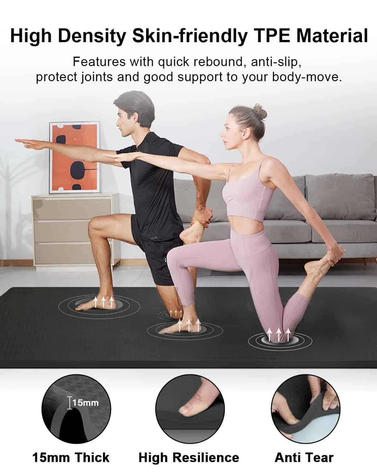 Tapete de Yoga Grande RYTMAT 78"x51" 1/2 -Negro - Imagen 5