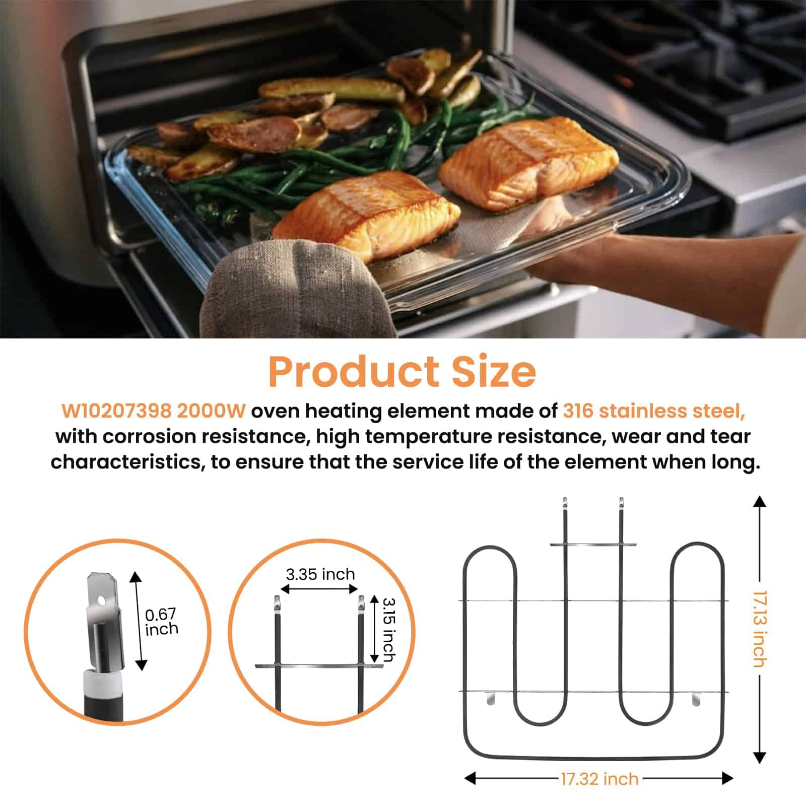 Elemento de Cocción W10207398 de 2000W Compatible con Horno - Imagen 3