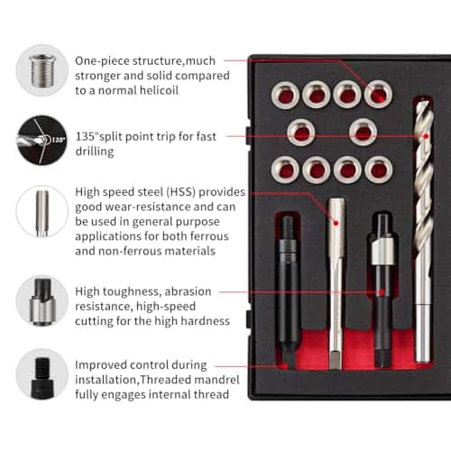 Kit de Reparación de Roscas SENNMONN M10X1.25 con Broca de - Imagen 4