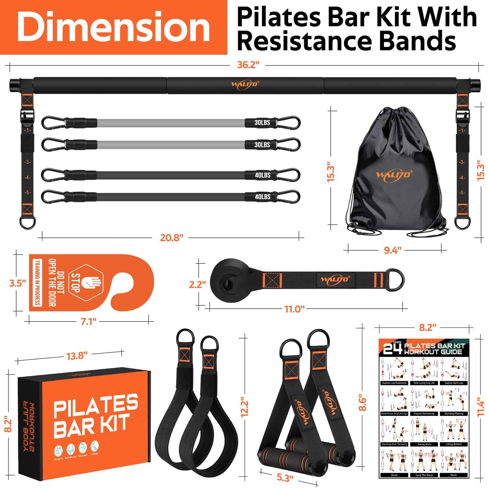 Kit de Barra de Pilates con Bandas de -Negro - Imagen 5