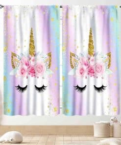 Cortinas de Unicornio TKUYO para Niñas, degradado Arcoíris