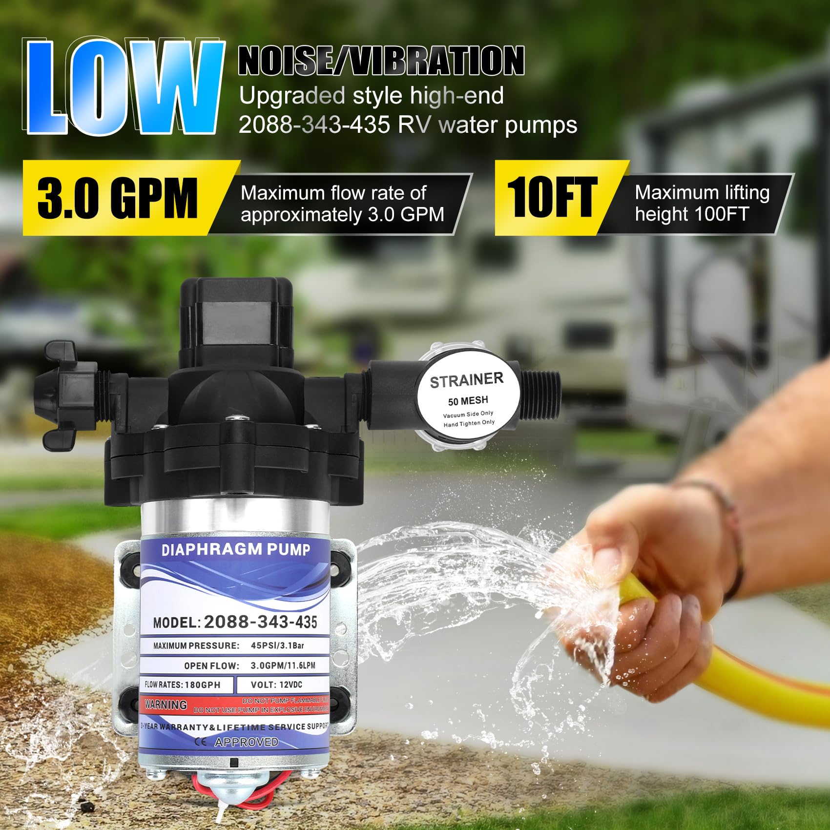 Bomba de agua para RV, bomba de diafragma de 12v, - Imagen 3