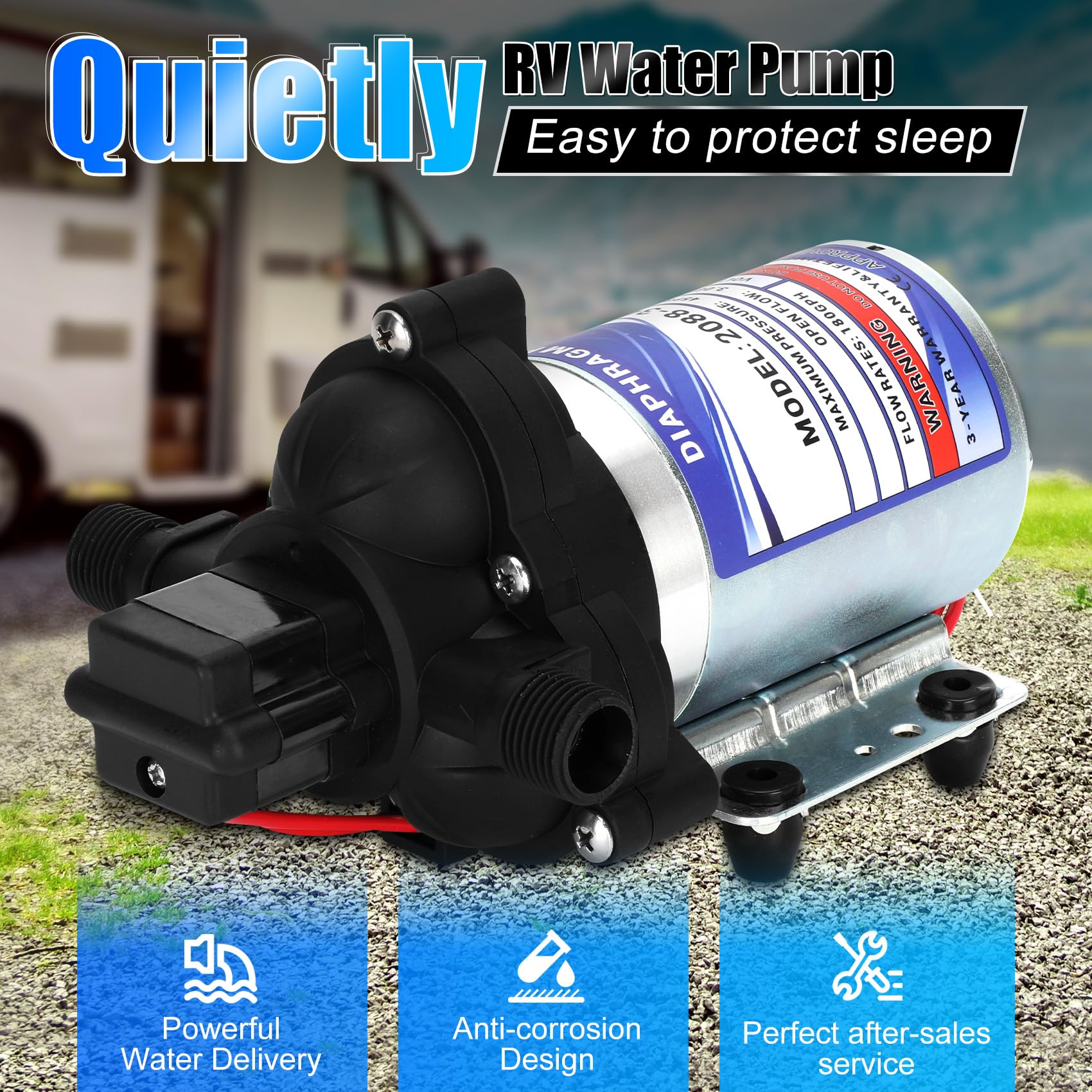 Bomba de agua para RV, bomba de diafragma de 12v, - Imagen 4