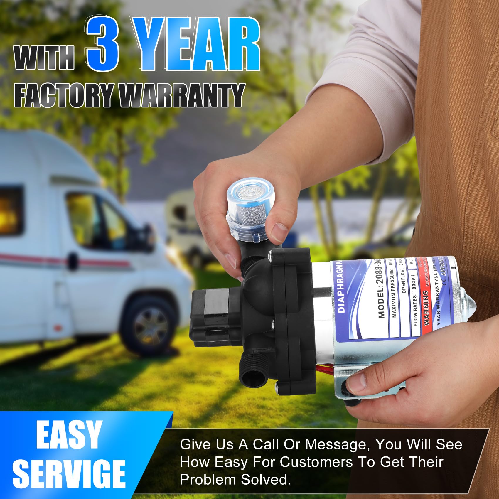 Bomba de agua para RV, bomba de diafragma de 12v, - Imagen 8