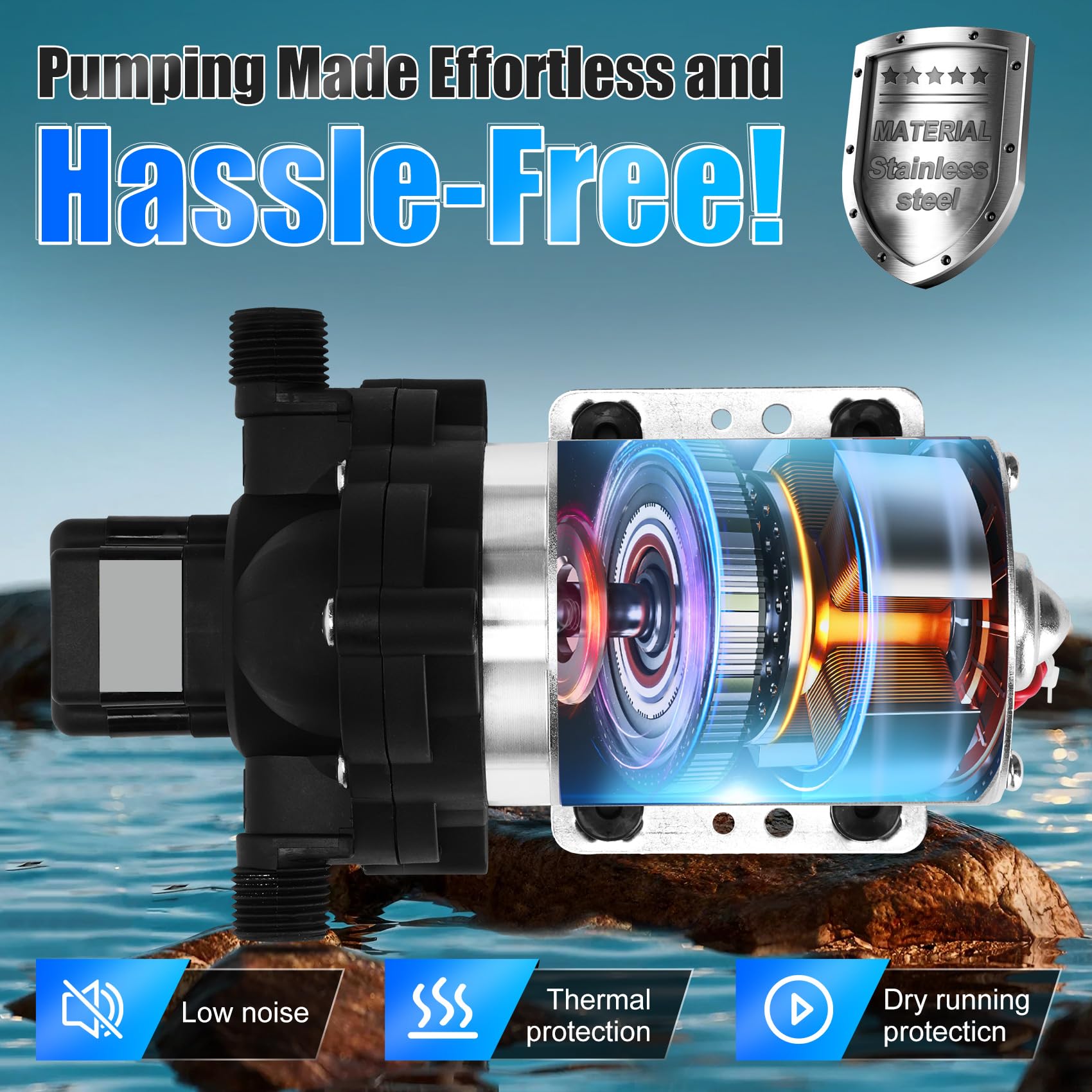 Bomba de agua para RV, bomba de diafragma de 12v, - Imagen 5