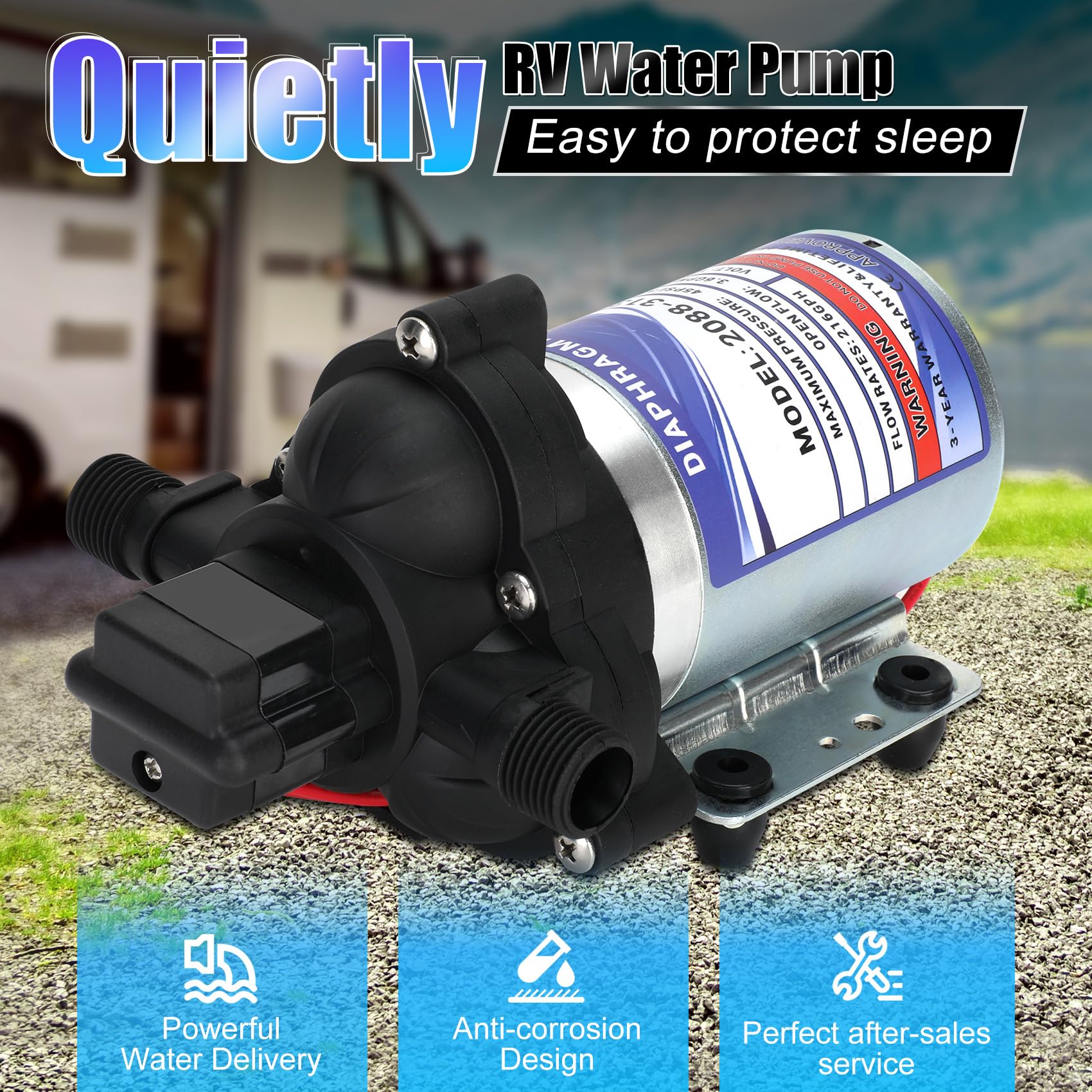 BOMBA DE AGUA PARA RV, 2088-313-145 Bomba de Agua Fresca, - Imagen 4