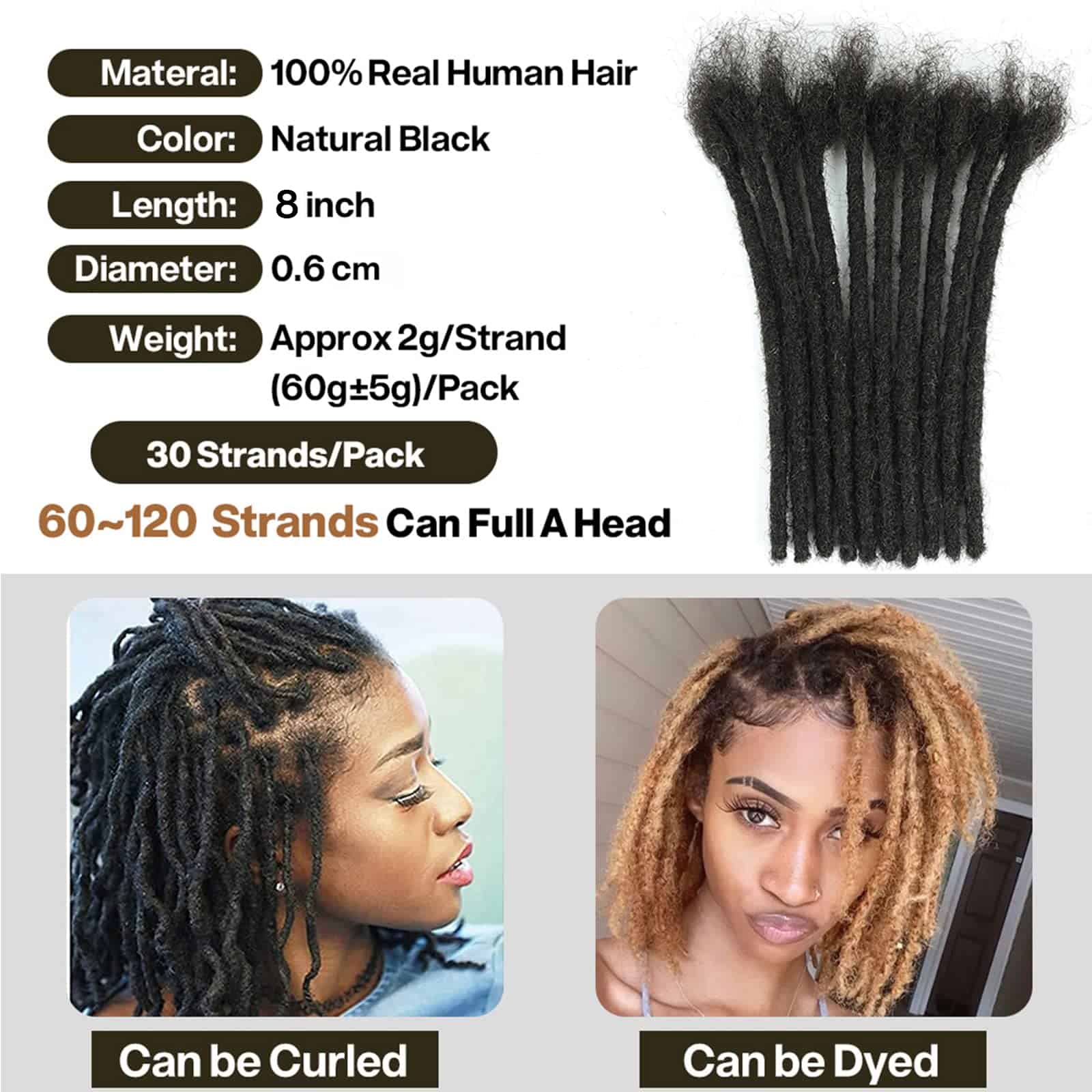 Extensiones de Rastas de Cabello Humano de -1B - Imagen 4