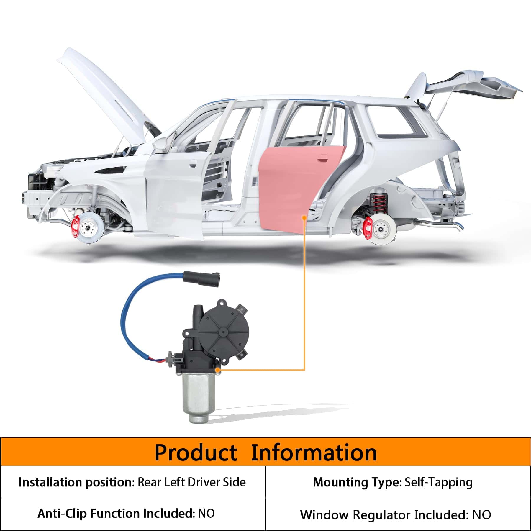 Motor de ventana eléctrico de 2 pasadores trasero izquierdo - Imagen 4