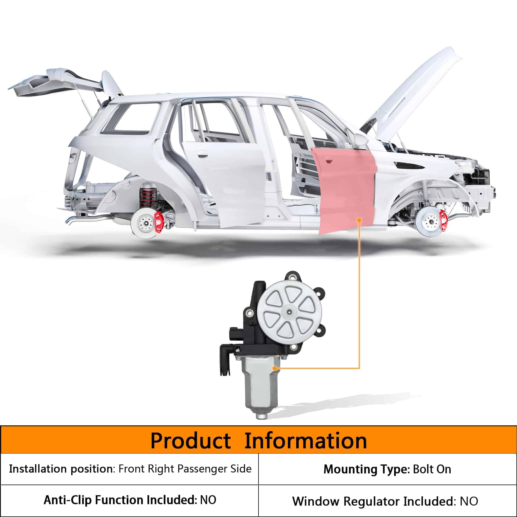 Motor de ventana eléctrica frontal derecho de 2 pines - Imagen 4
