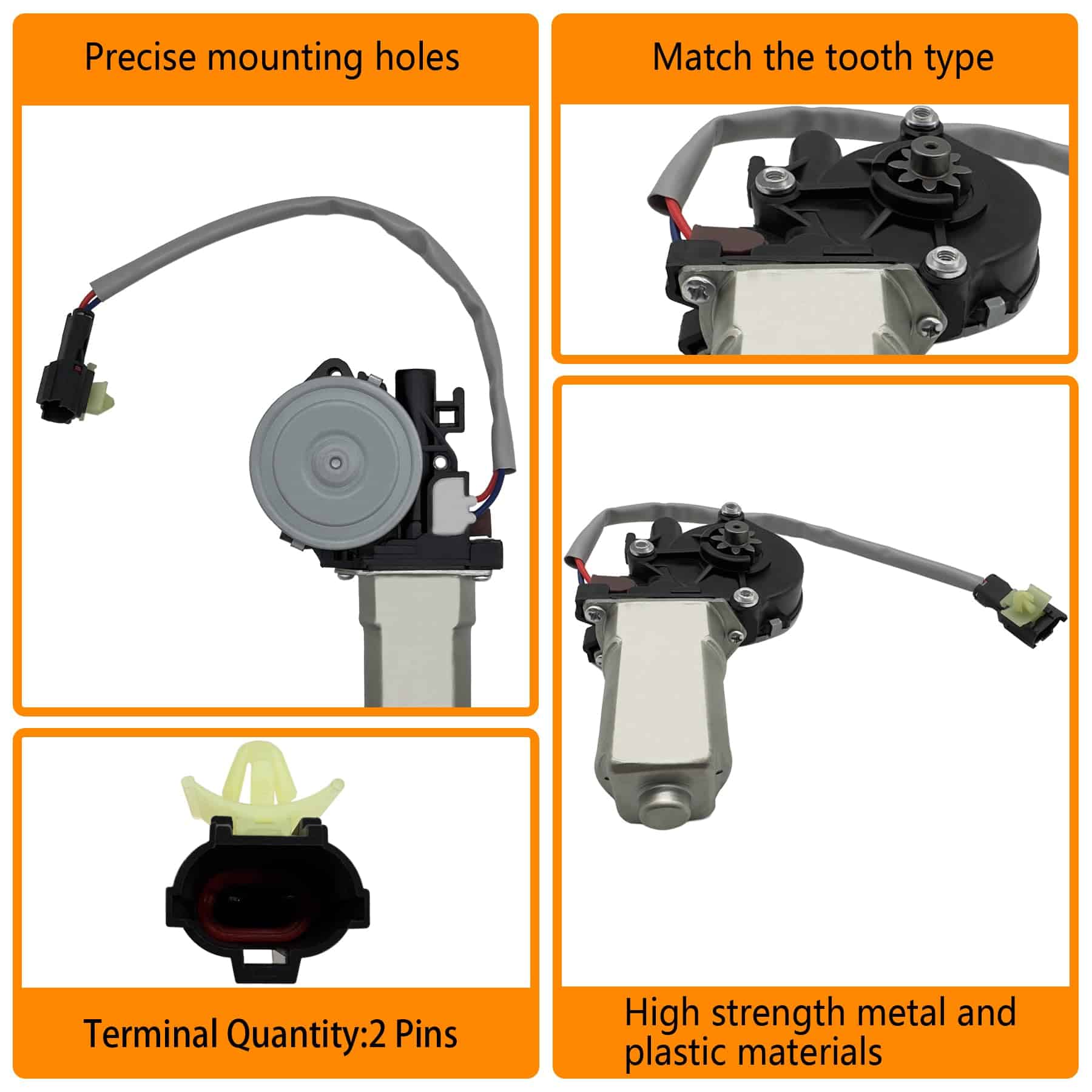 Motor del elevalunas eléctrico de 2 pines compatible con - Imagen 5