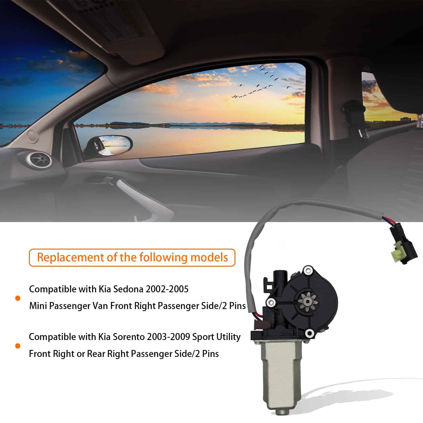Motor del elevalunas eléctrico de 2 pines compatible con - Imagen 3