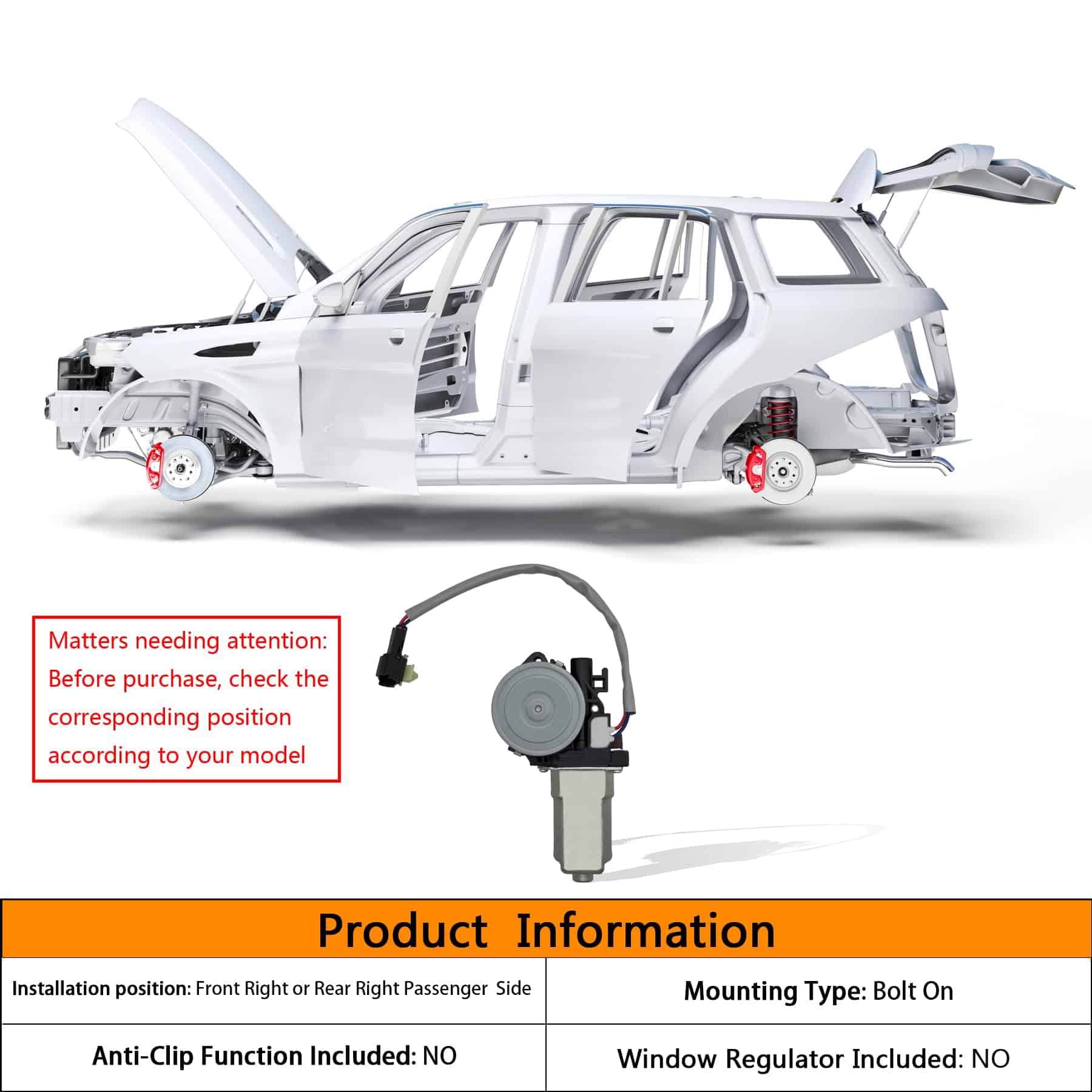 Motor del elevalunas eléctrico de 2 pines compatible con - Imagen 4