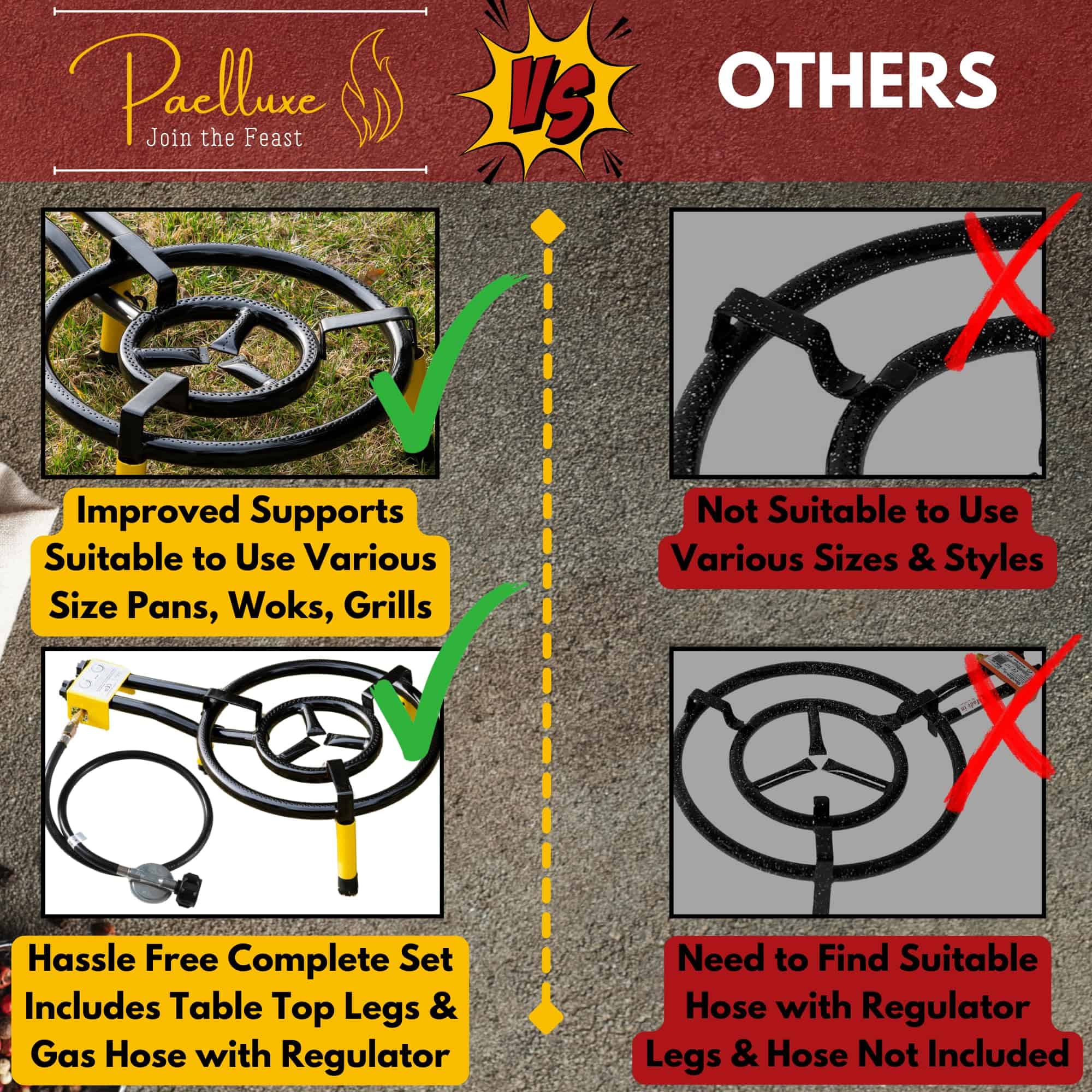 Quemador y Soporte para Paella Paelluxe de 16 Pulgadas con - Imagen 5