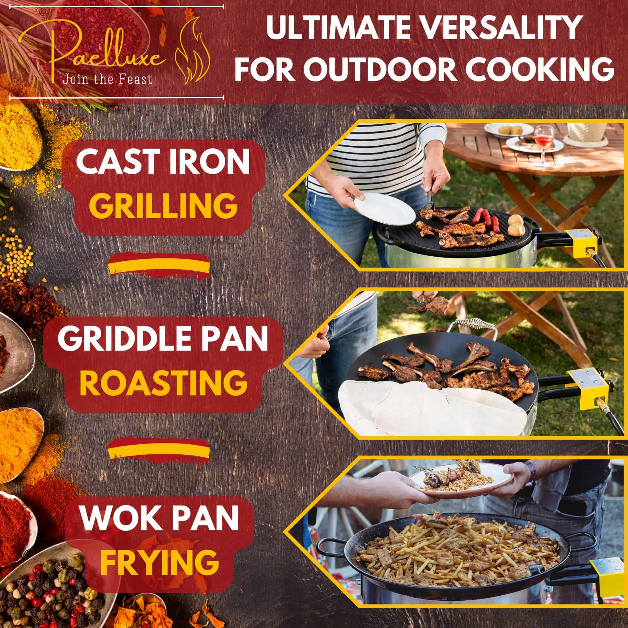 Quemador y Soporte para Paella Paelluxe de 16 Pulgadas con - Imagen 7