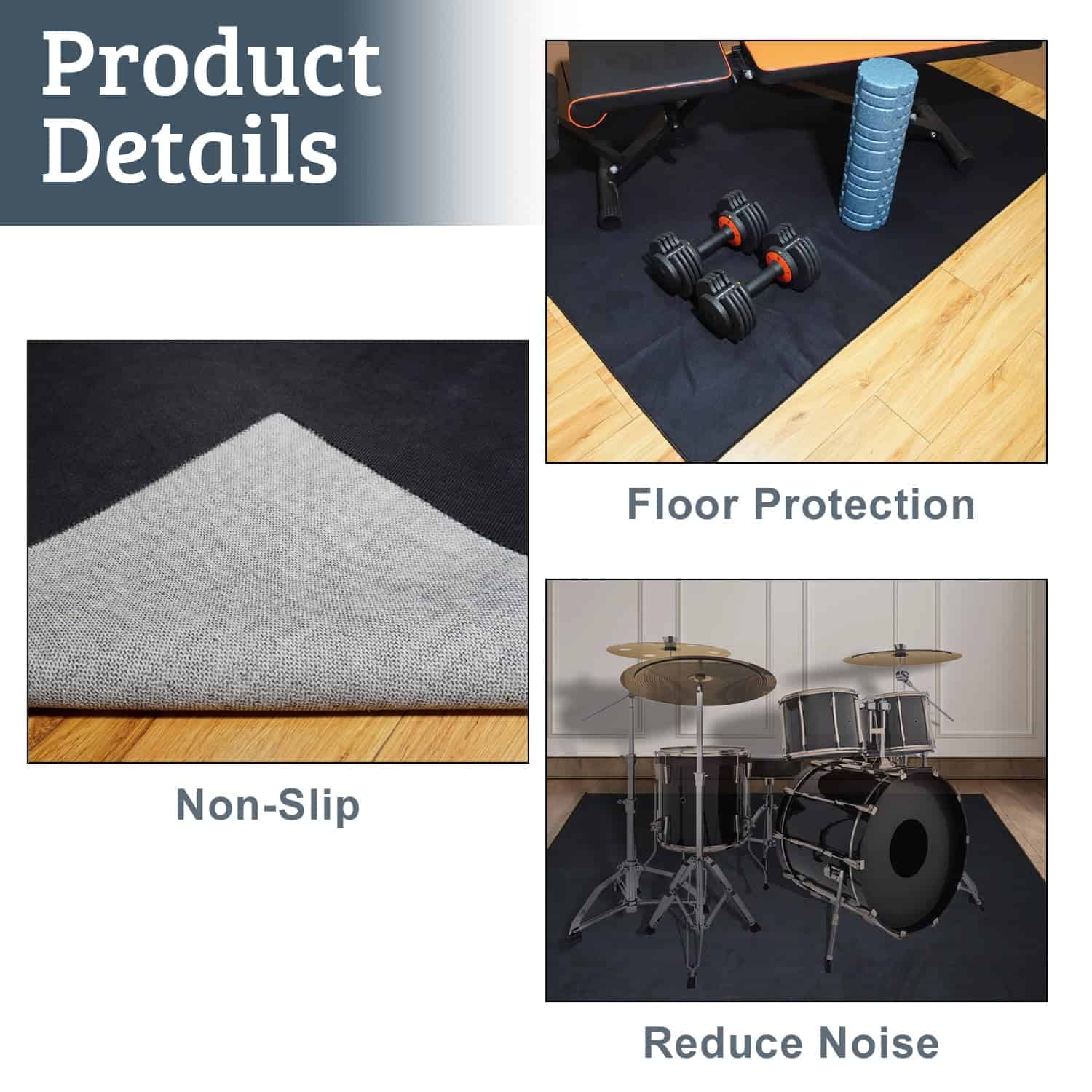 Tapete para Batería Qintan, Alfombrilla con Agarre - Imagen 5